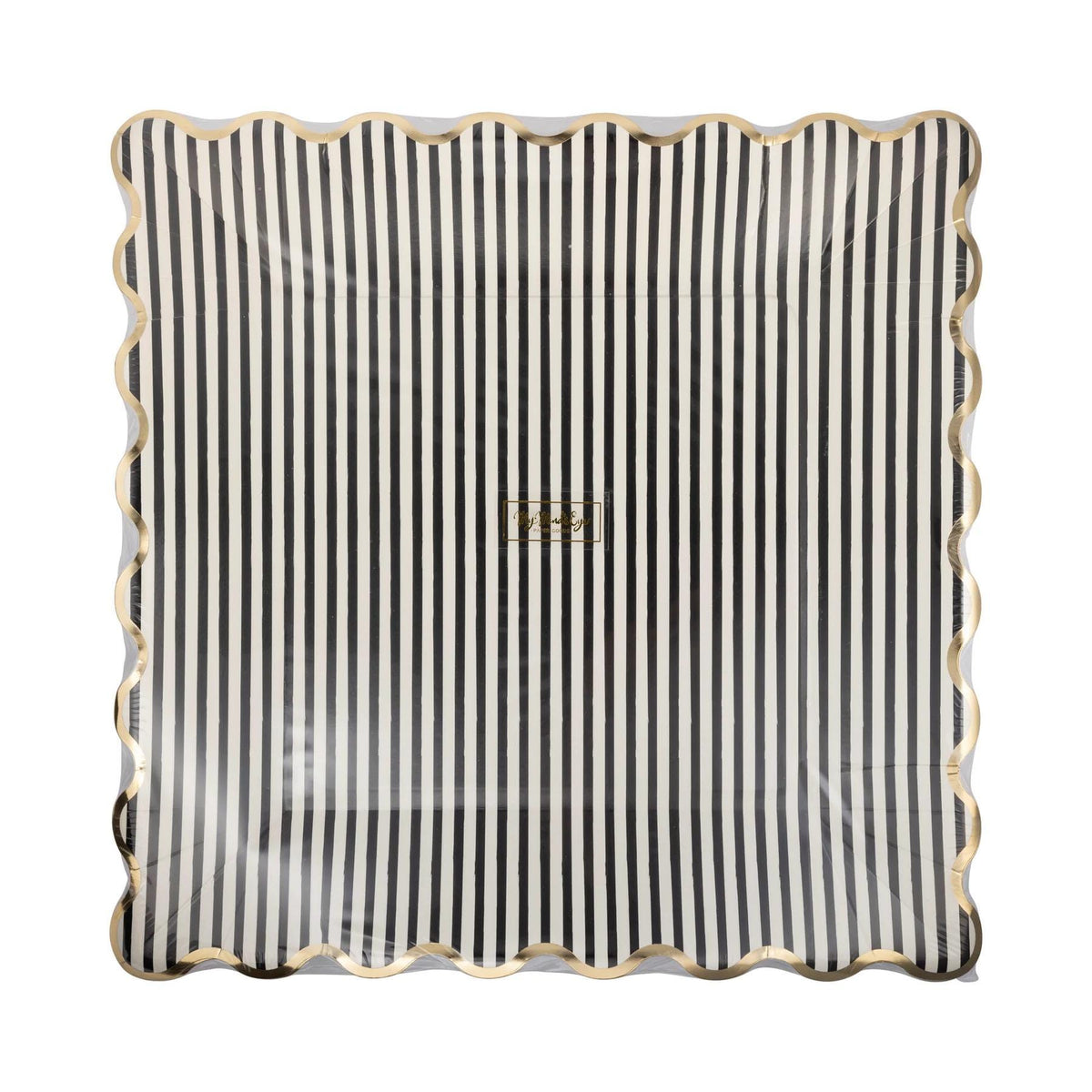 Black, White & Gold Striped Plates 8ct - Stesha Party
