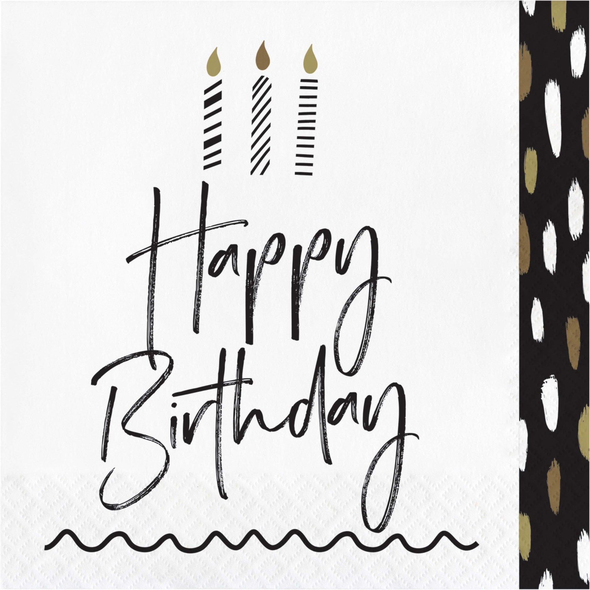 Black & White Happy Luncheon Birthday Napkins - Stesha Party