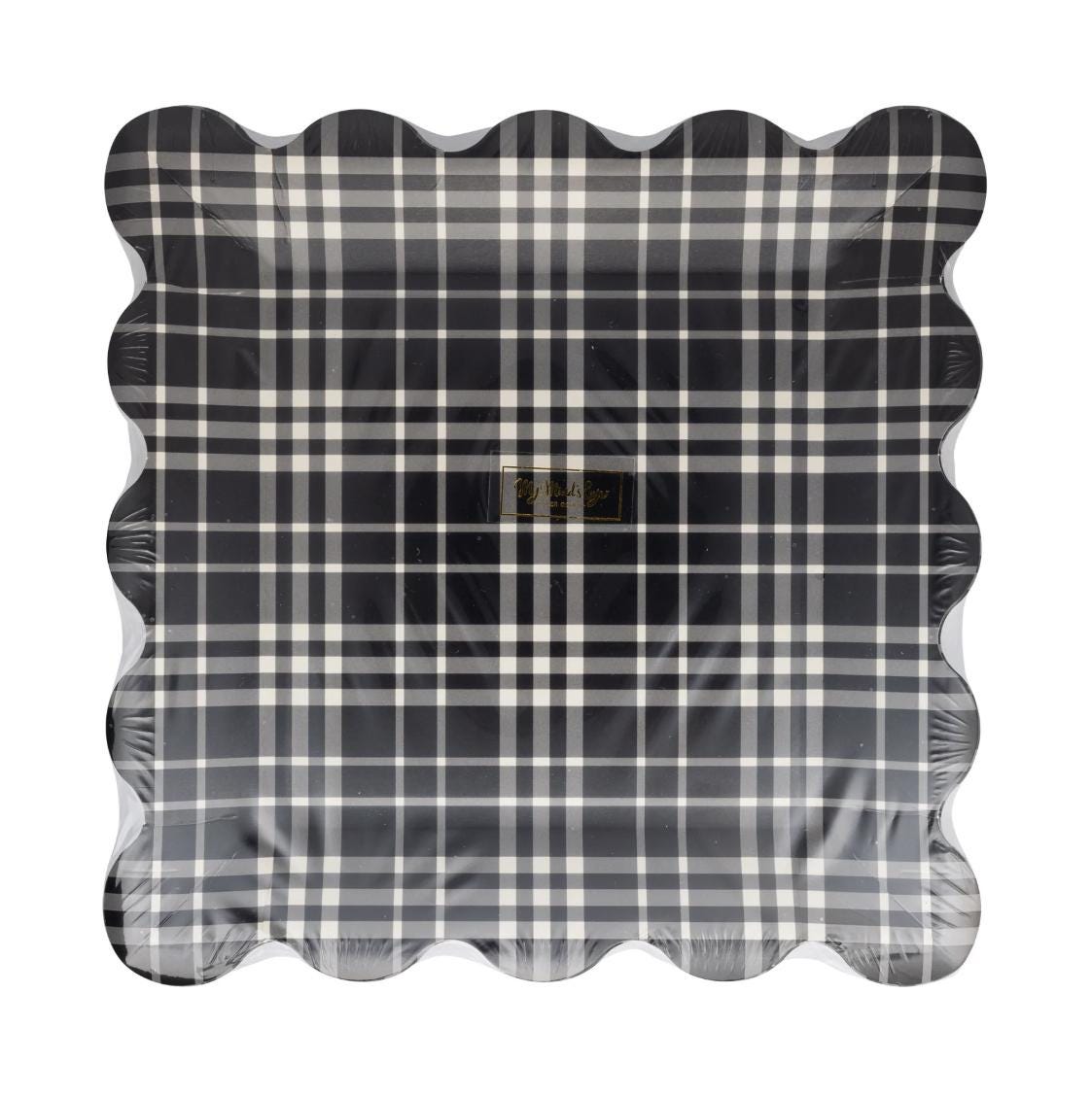 Black & White Plaid Paper Plates 8ct - Stesha Party