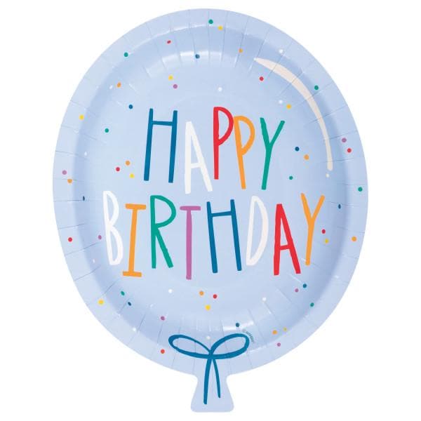 Blue Balloon Shaped Birthday Plates 8ct - Stesha Party