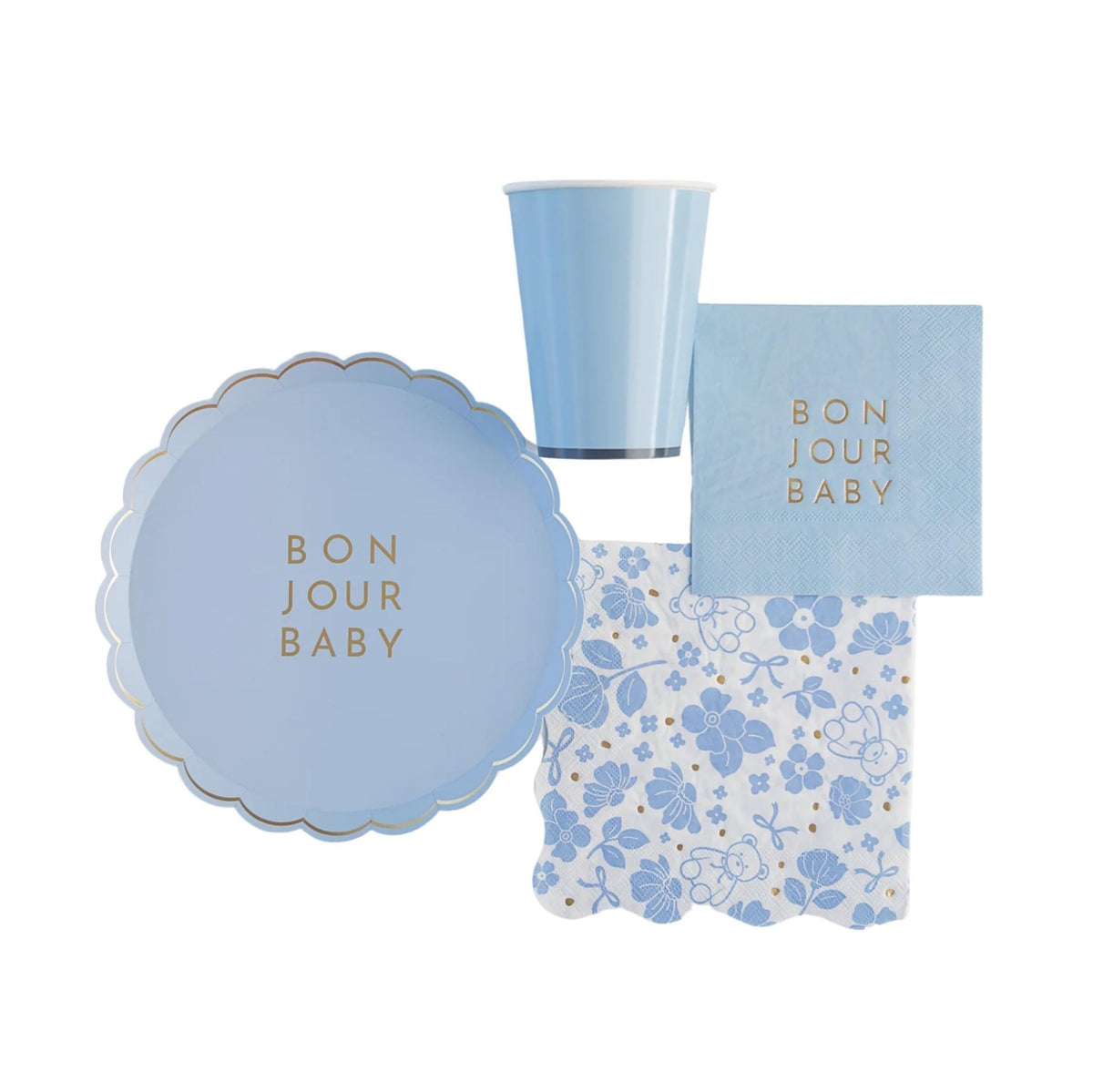 Blue Bonjour Baby Dessert Plates 8ct - Stesha Party