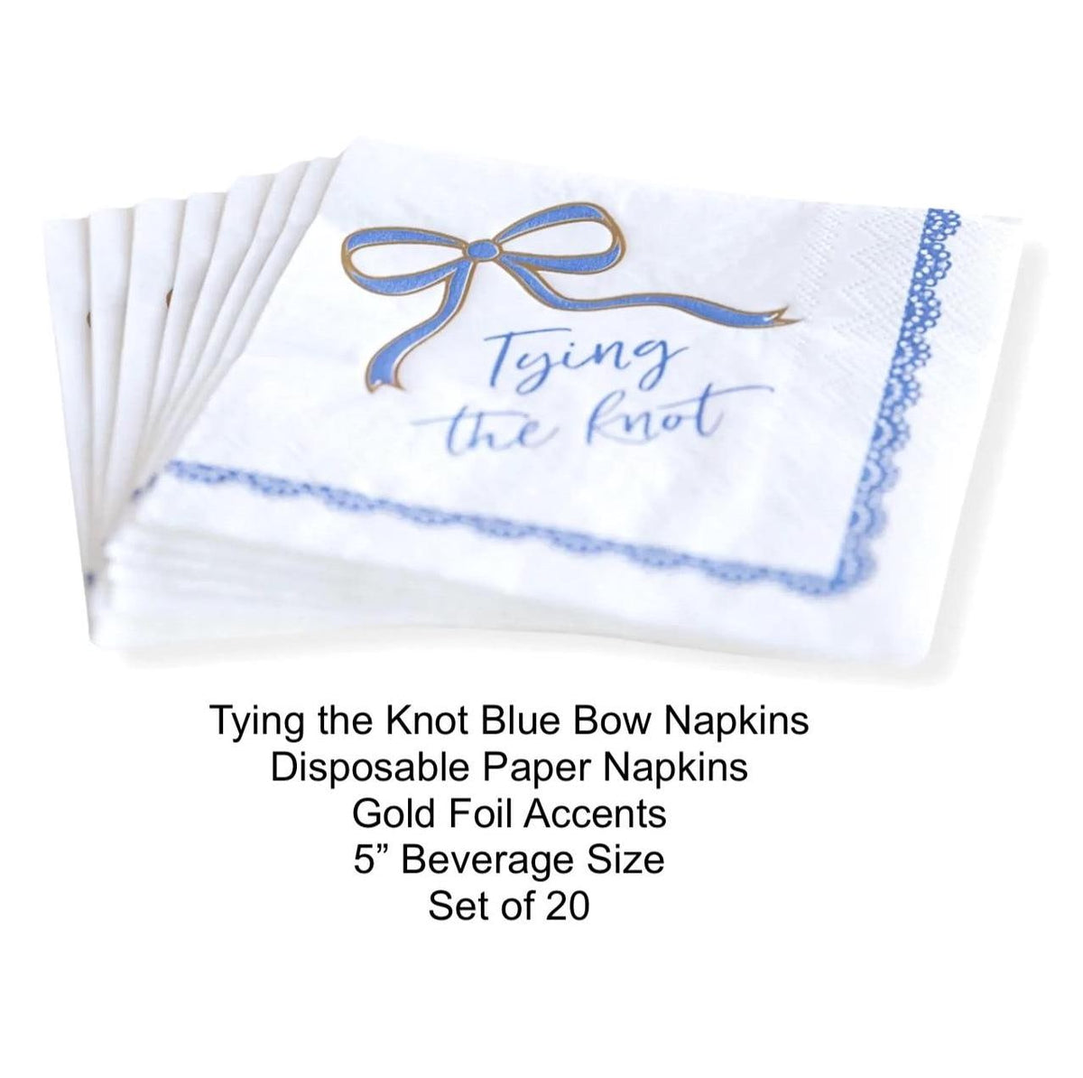 Blue Bow Tying the Knot Bridal Napkins 20ct - Stesha Party