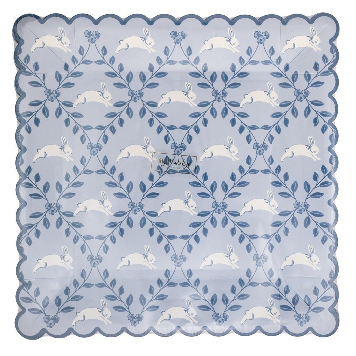 Blue Bunny Floral Plates 8ct - Stesha Party