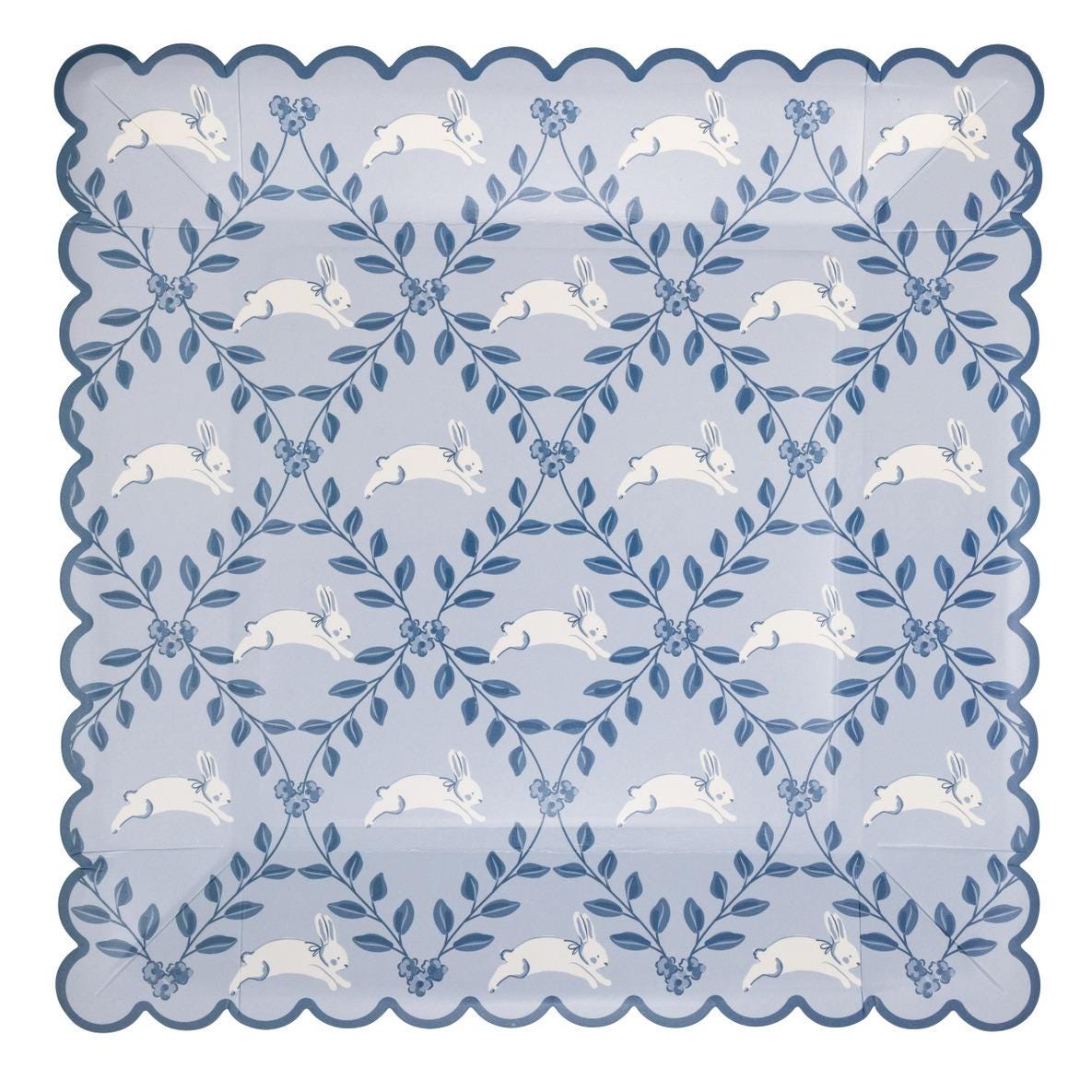Blue Bunny Floral Plates 8ct - Stesha Party