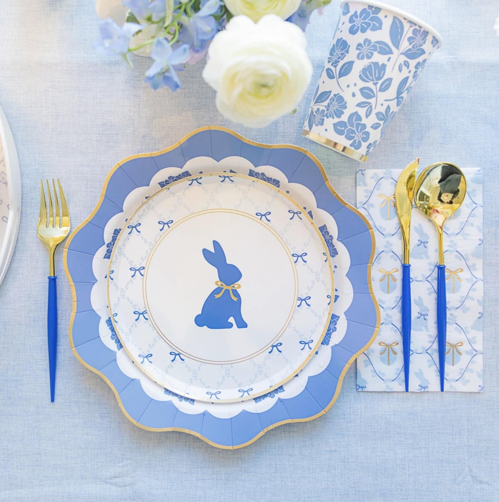 Blue Bunny Party Plates 8ct - Stesha Party