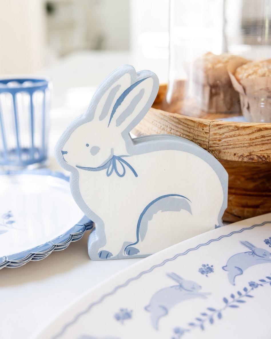 Blue Bunny Shaped Napkins 24ct - Stesha Party