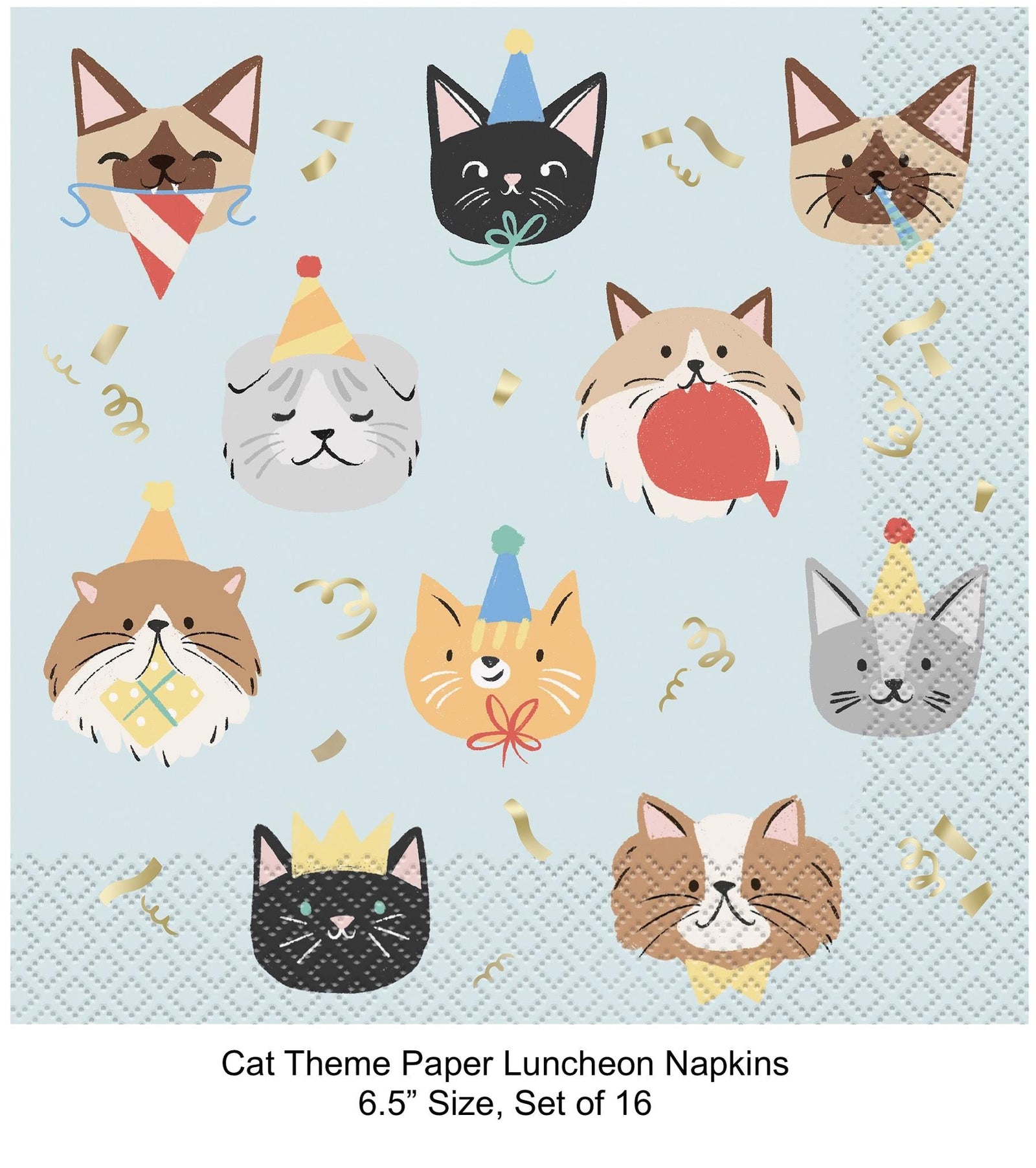 Blue Cat Birthday Napkins 16ct - Stesha Party