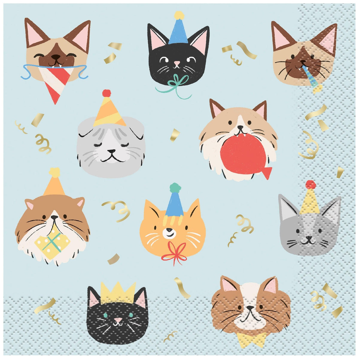 Blue Cat Birthday Napkins 16ct - Stesha Party