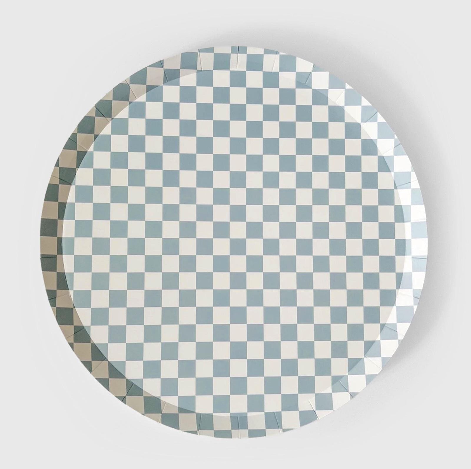 Blue Checkered Paper Plates 8ct - Stesha Party