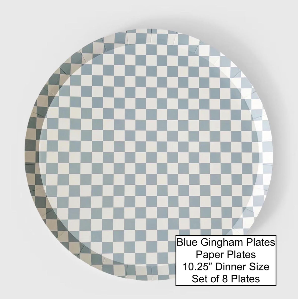 Blue Checkered Paper Plates 8ct - Stesha Party