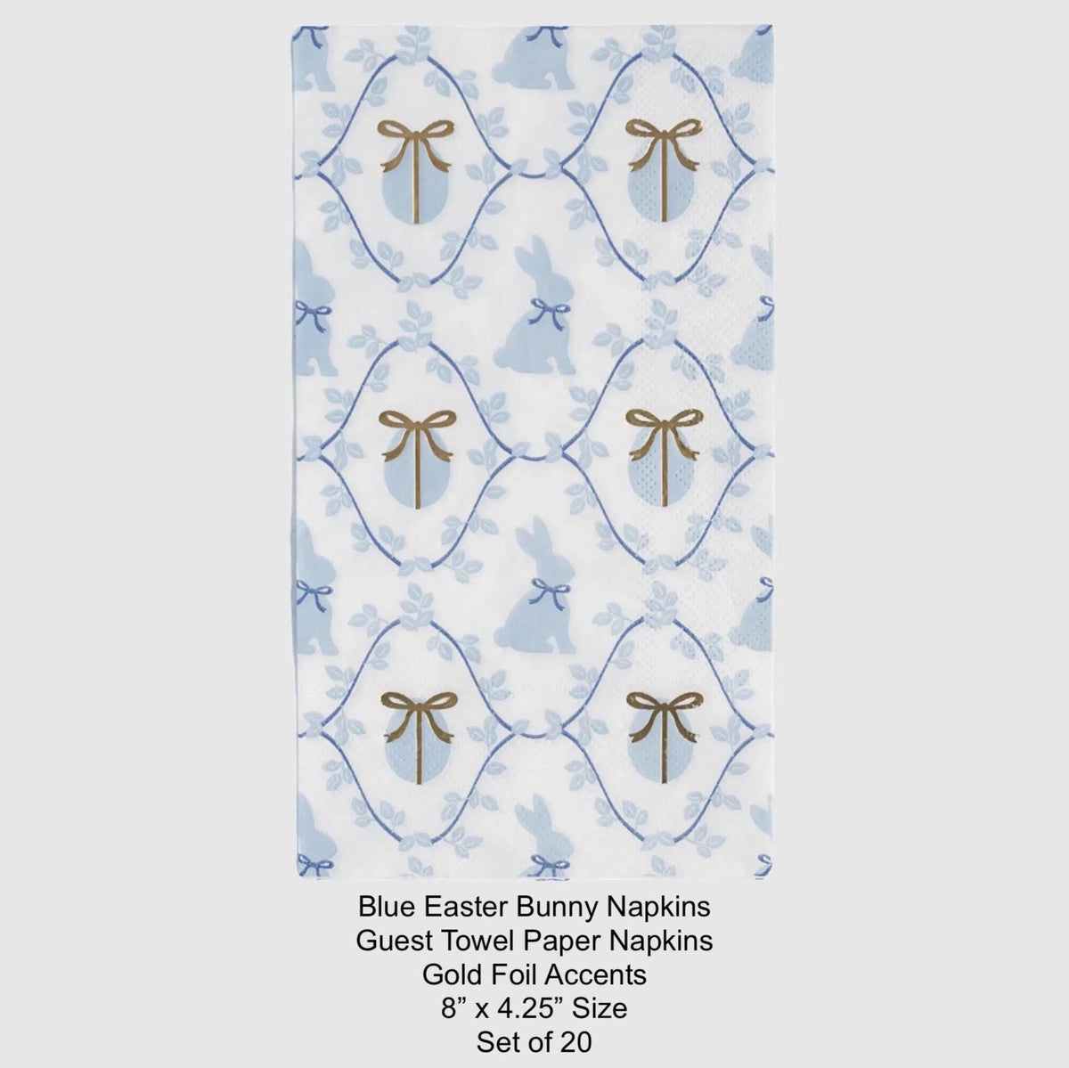 Blue Easter Bunny Dinner Napkins 20ct - Stesha Party