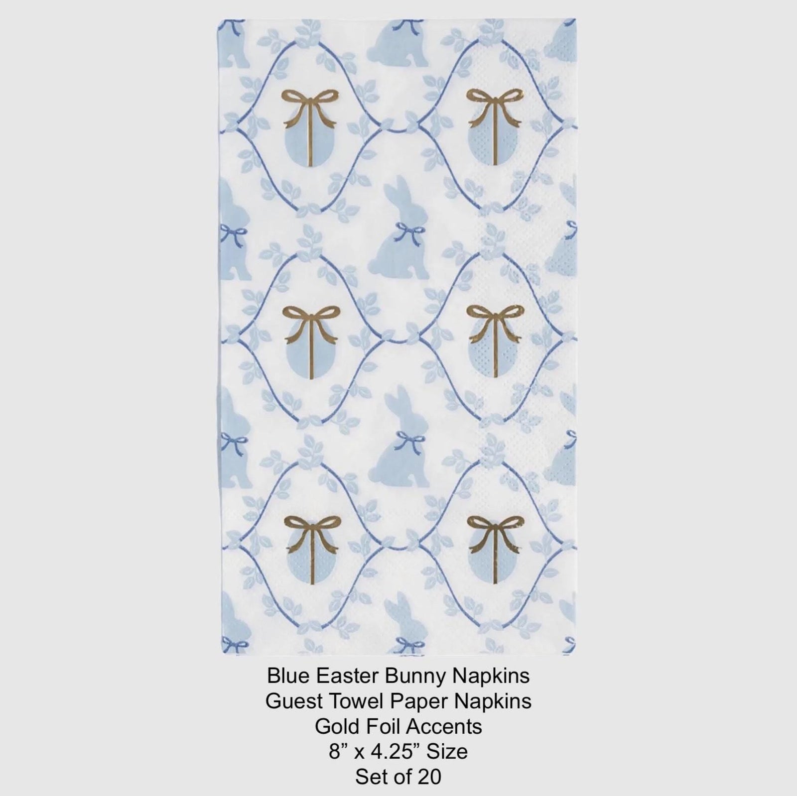 Blue Easter Bunny Dinner Napkins 20ct - Stesha Party