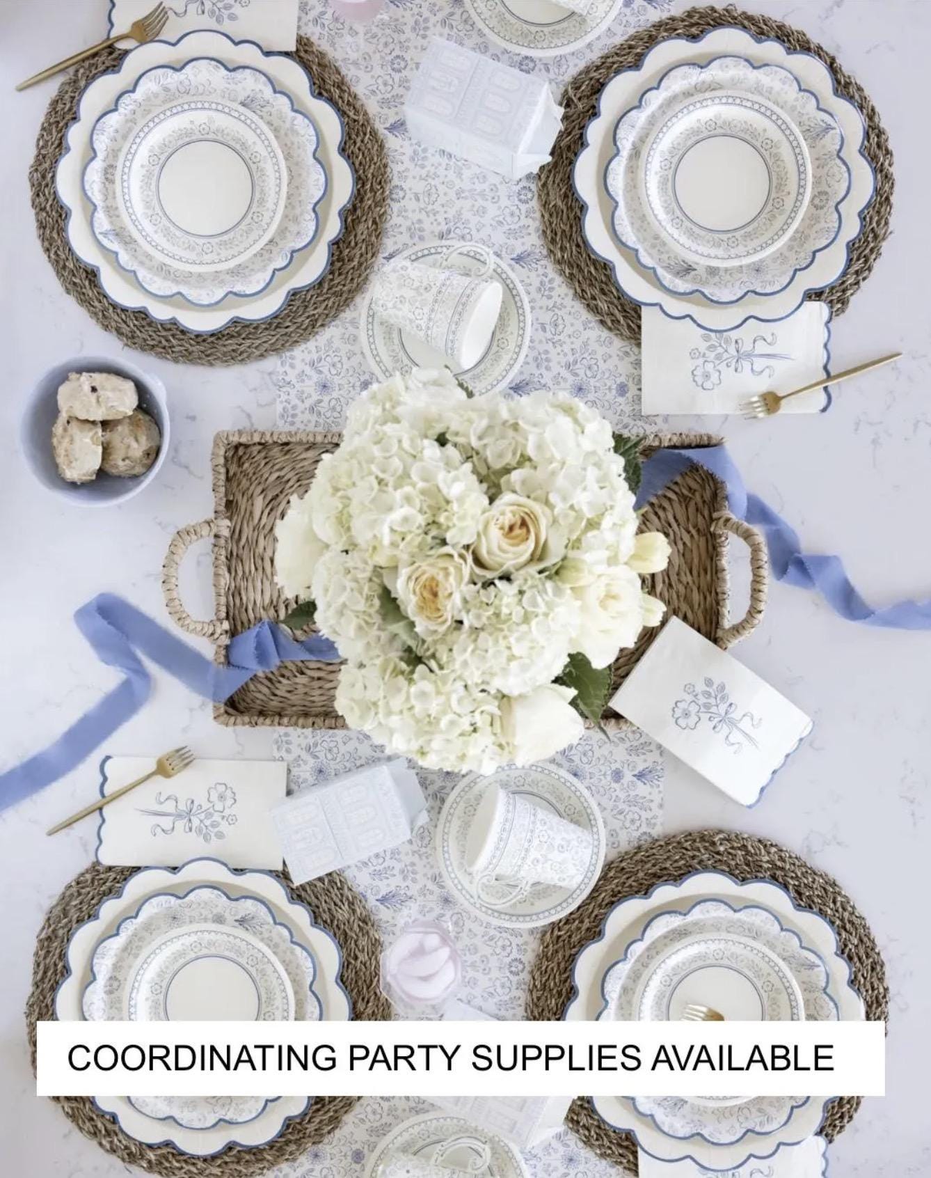 Blue Floral Bamboo Melamine Serving Tray - Stesha Party