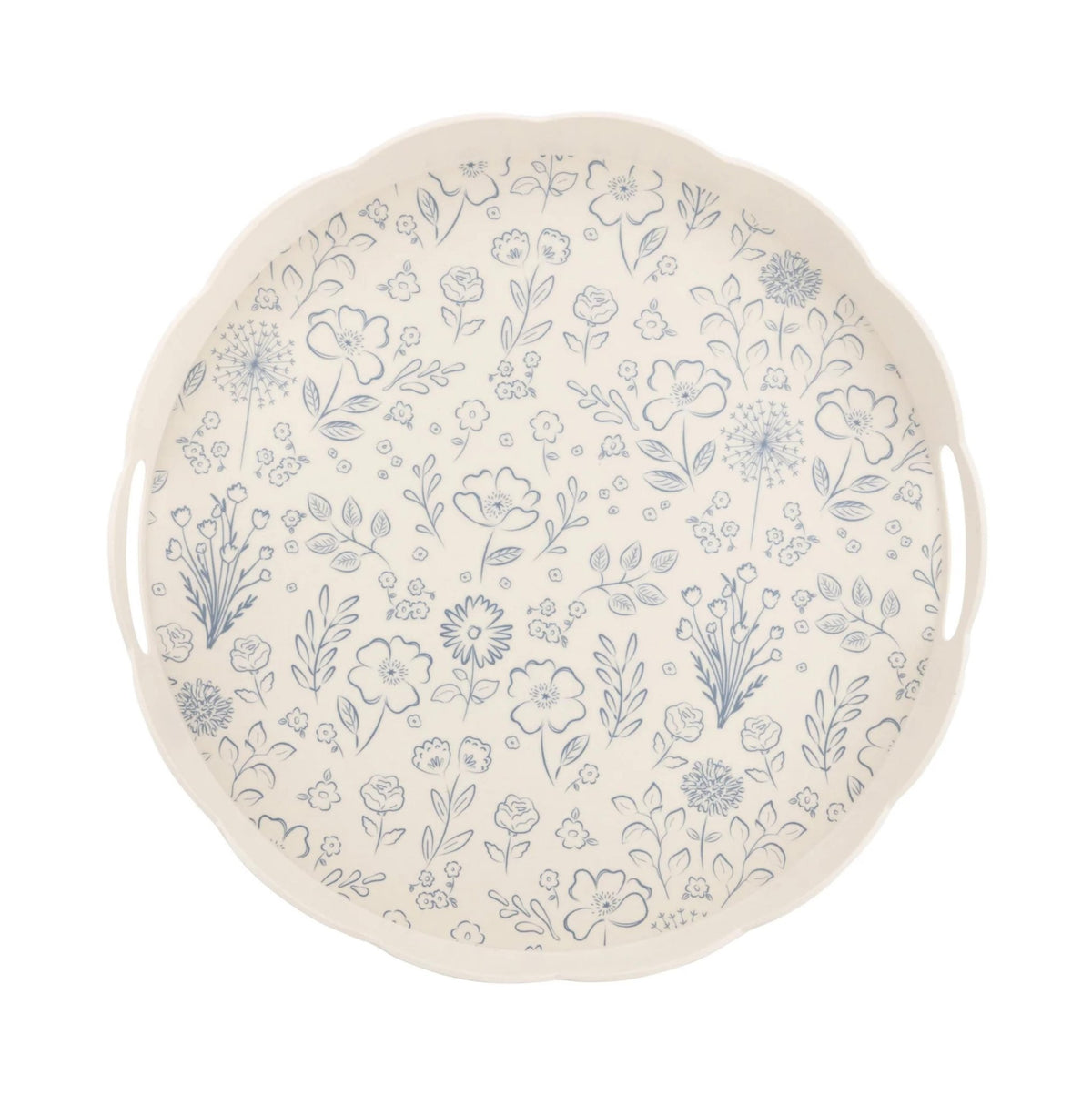 Blue Floral Bamboo Melamine Serving Tray - Stesha Party