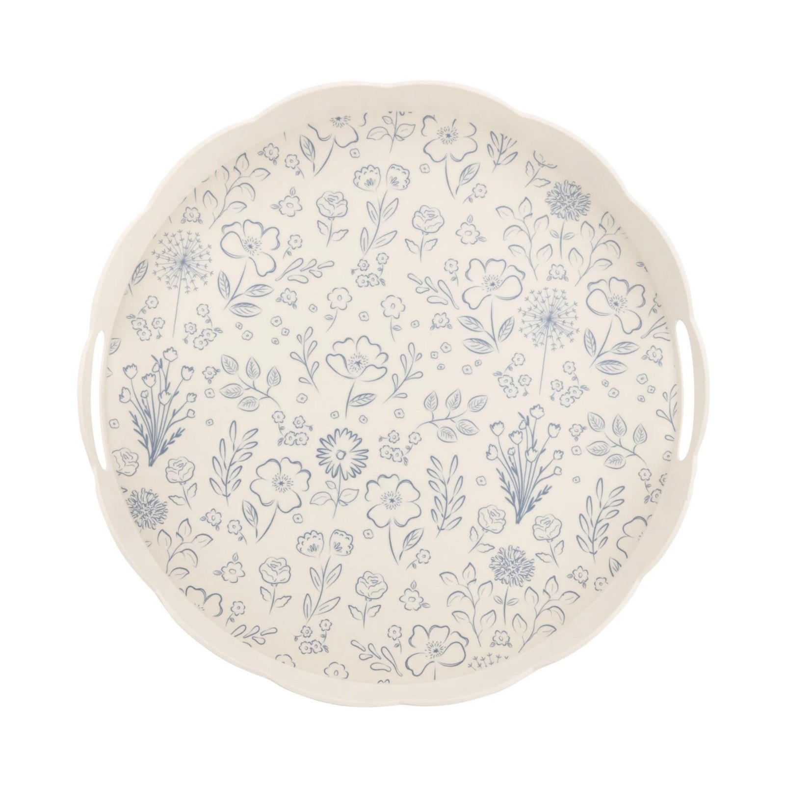 Blue Floral Bamboo Melamine Serving Tray - Stesha Party