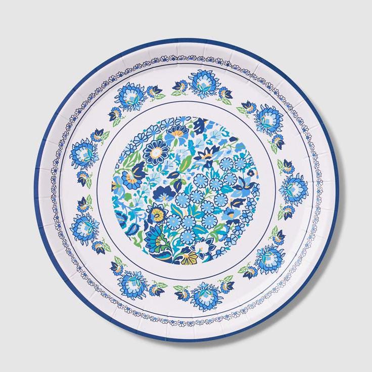 Blue Floral Cake Plates - Stesha Party