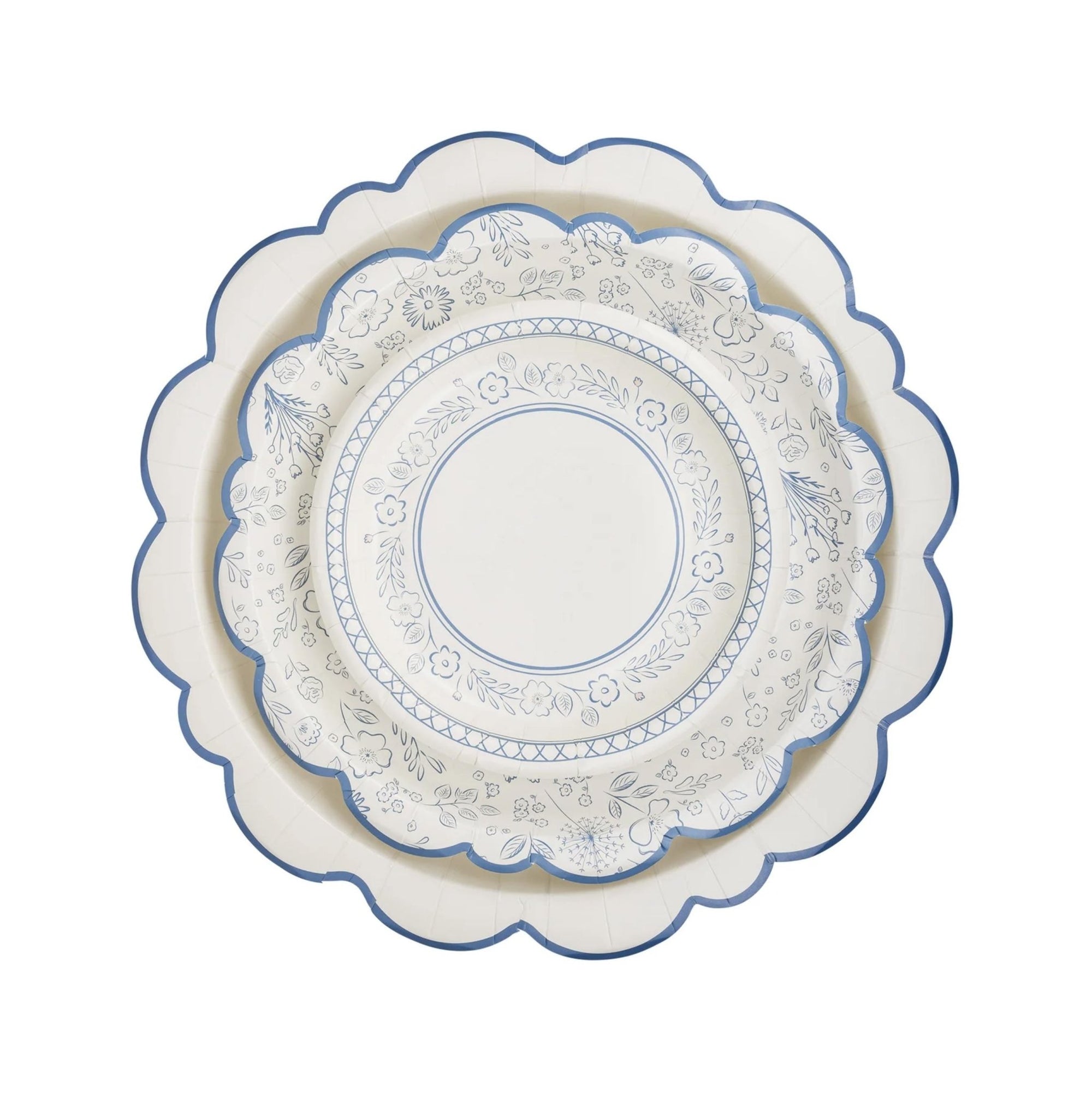 Blue Floral Cake Plates - Stesha Party