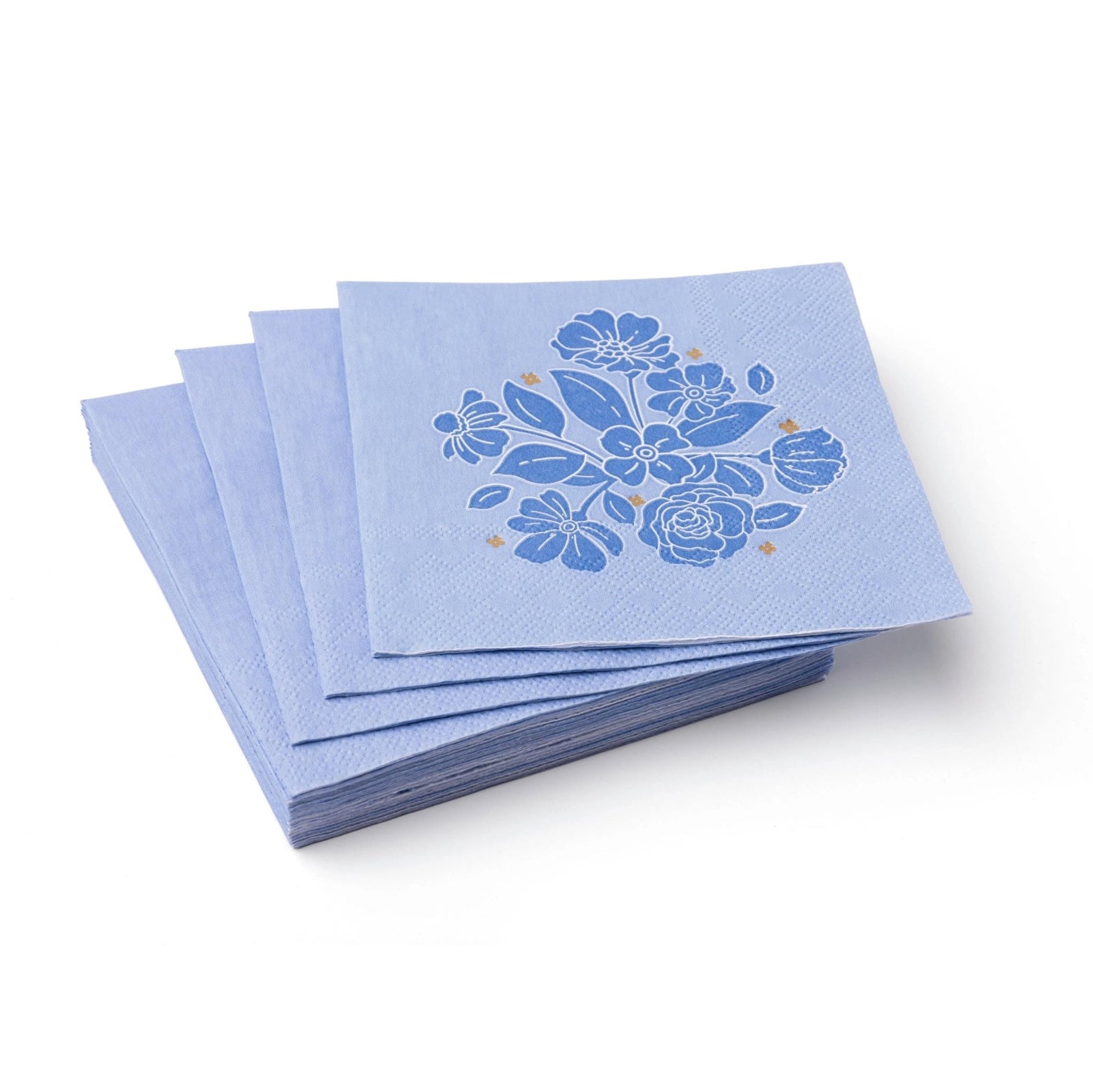 Blue Floral Cocktail Napkins 20ct - Stesha Party