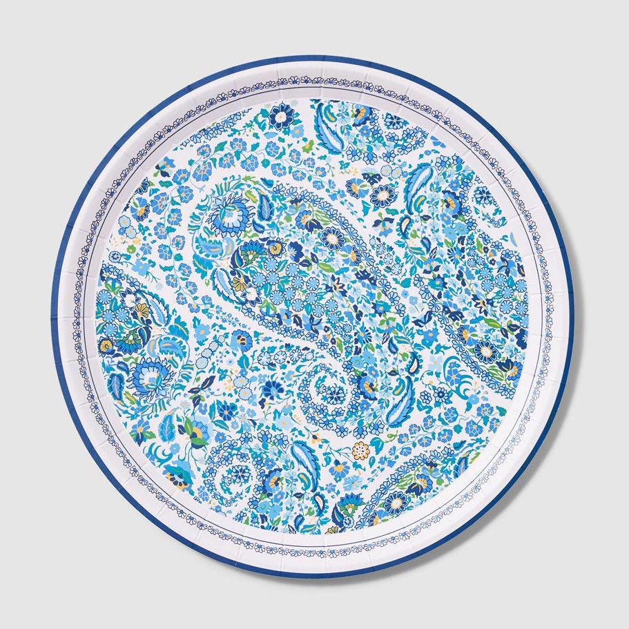 Blue Floral Dinner Plates - Stesha Party
