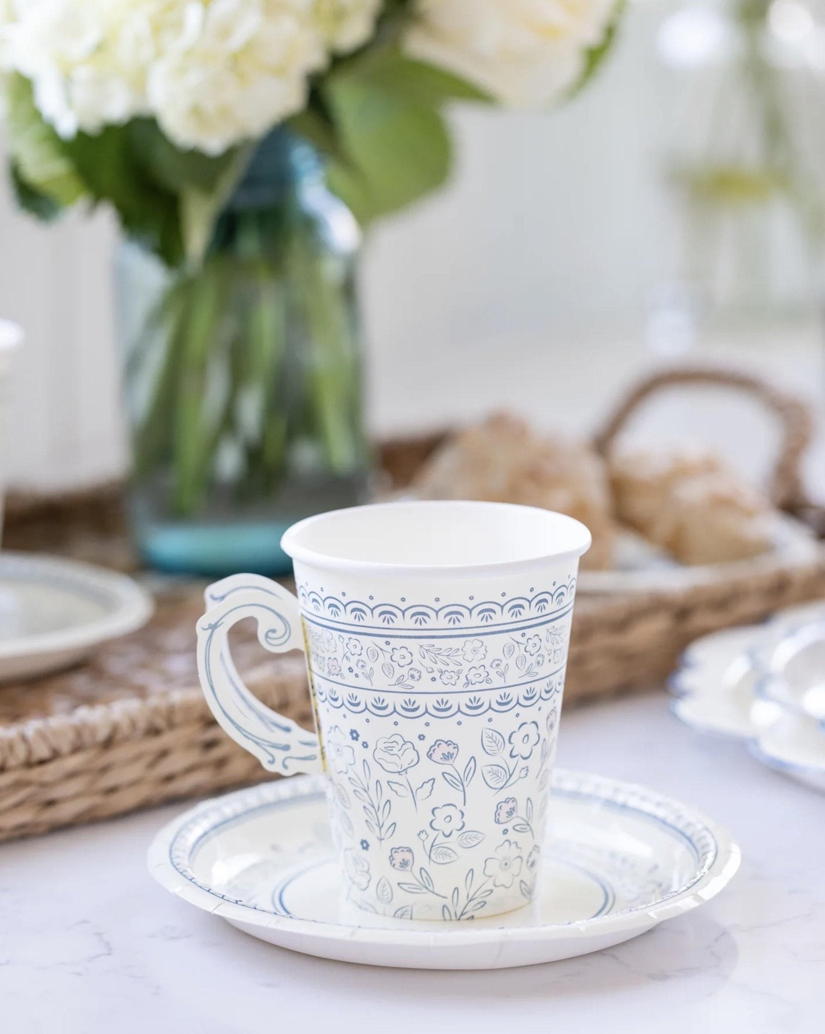 Blue Floral Party Cups 8ct - Stesha Party