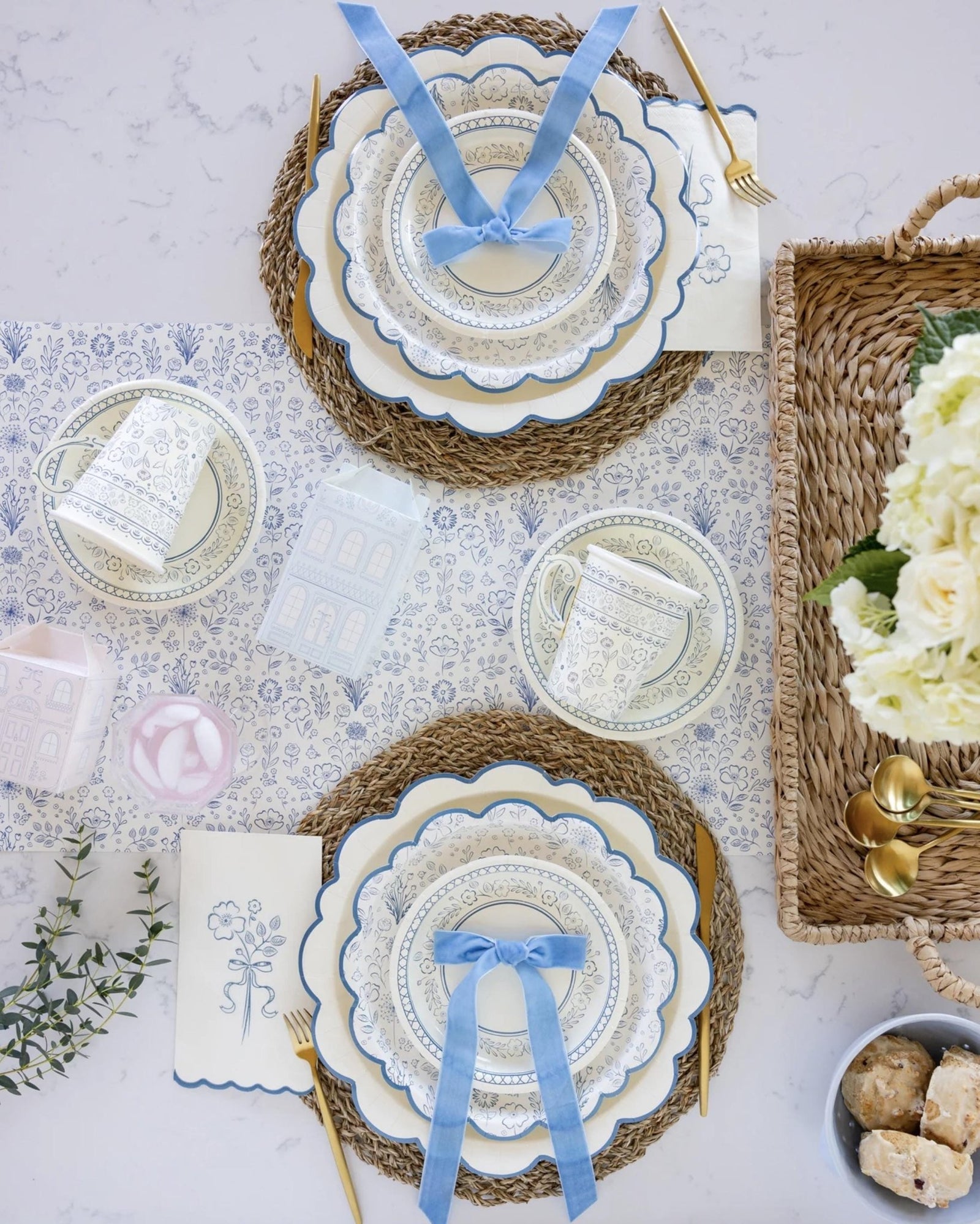 Blue Floral Party Plates - Stesha Party