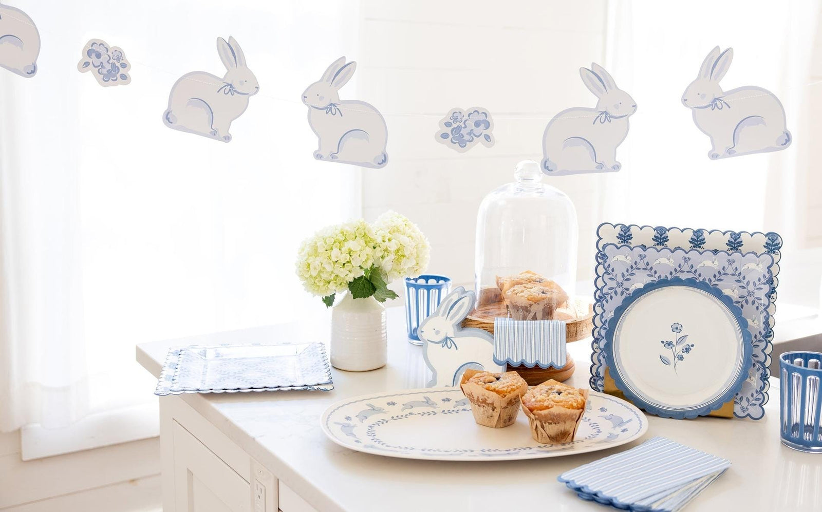 Blue Floral Plates 8ct - Stesha Party
