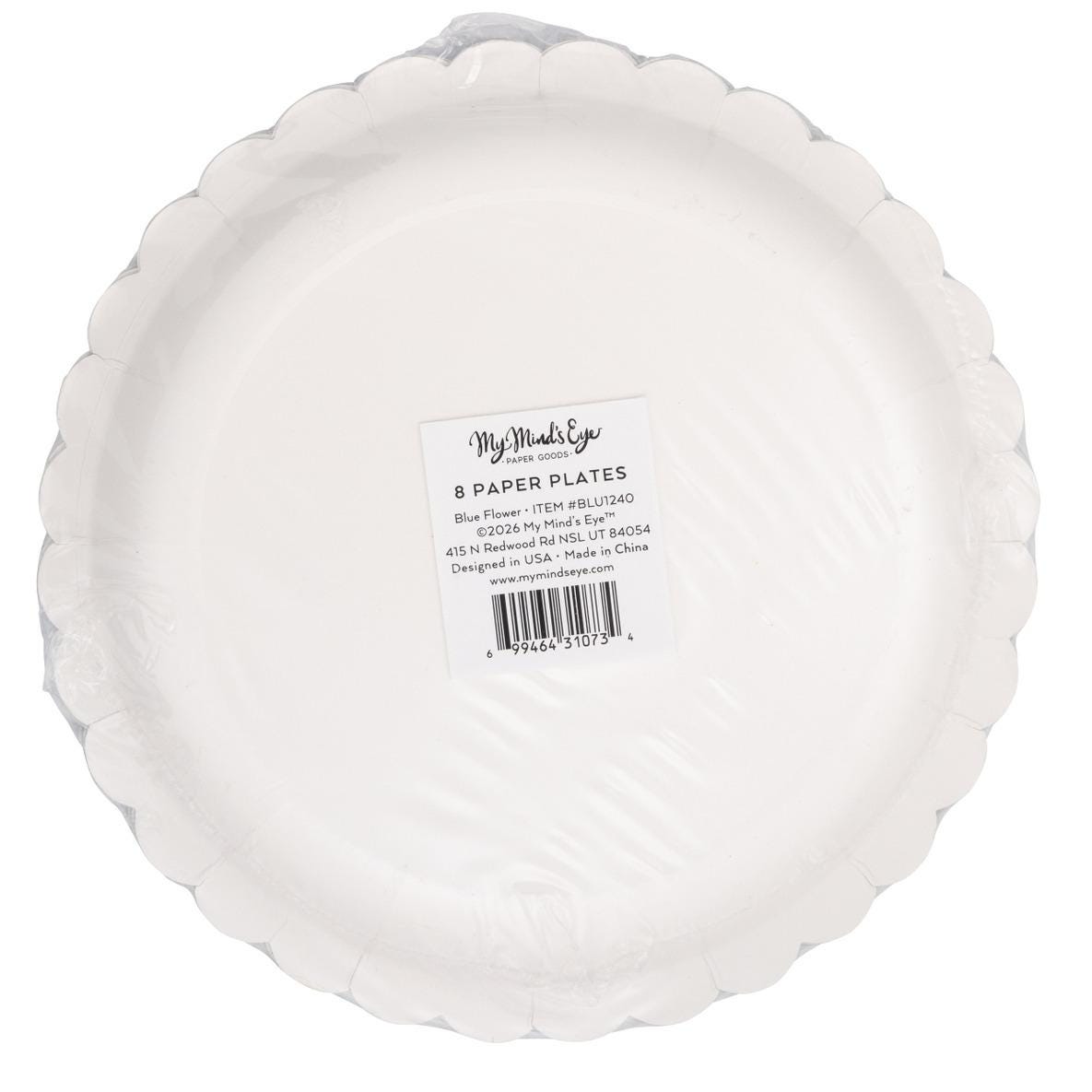 Blue Floral Plates 8ct - Stesha Party