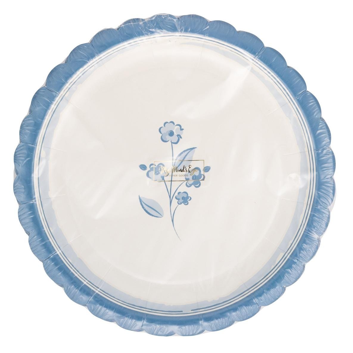 Blue Floral Plates 8ct - Stesha Party