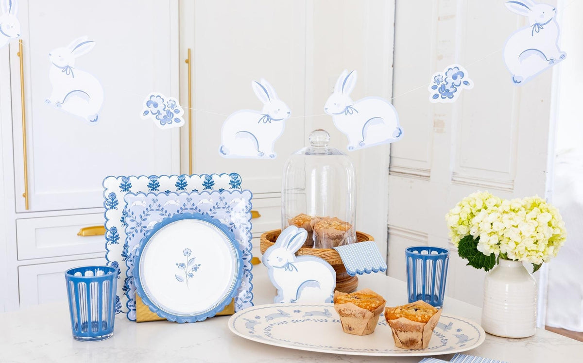Blue Floral Plates 8ct - Stesha Party