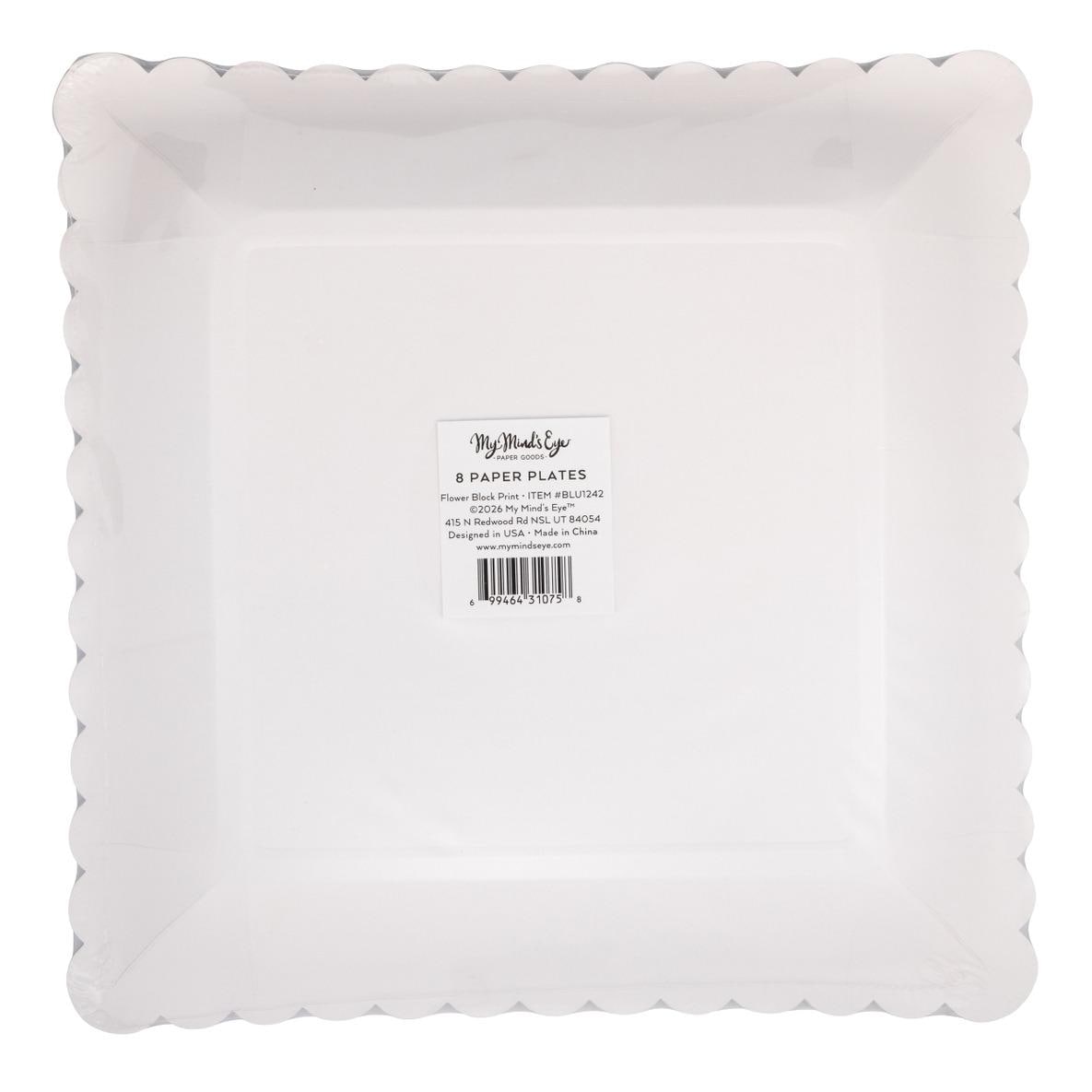Blue Floral Square Plates 8ct - Stesha Party