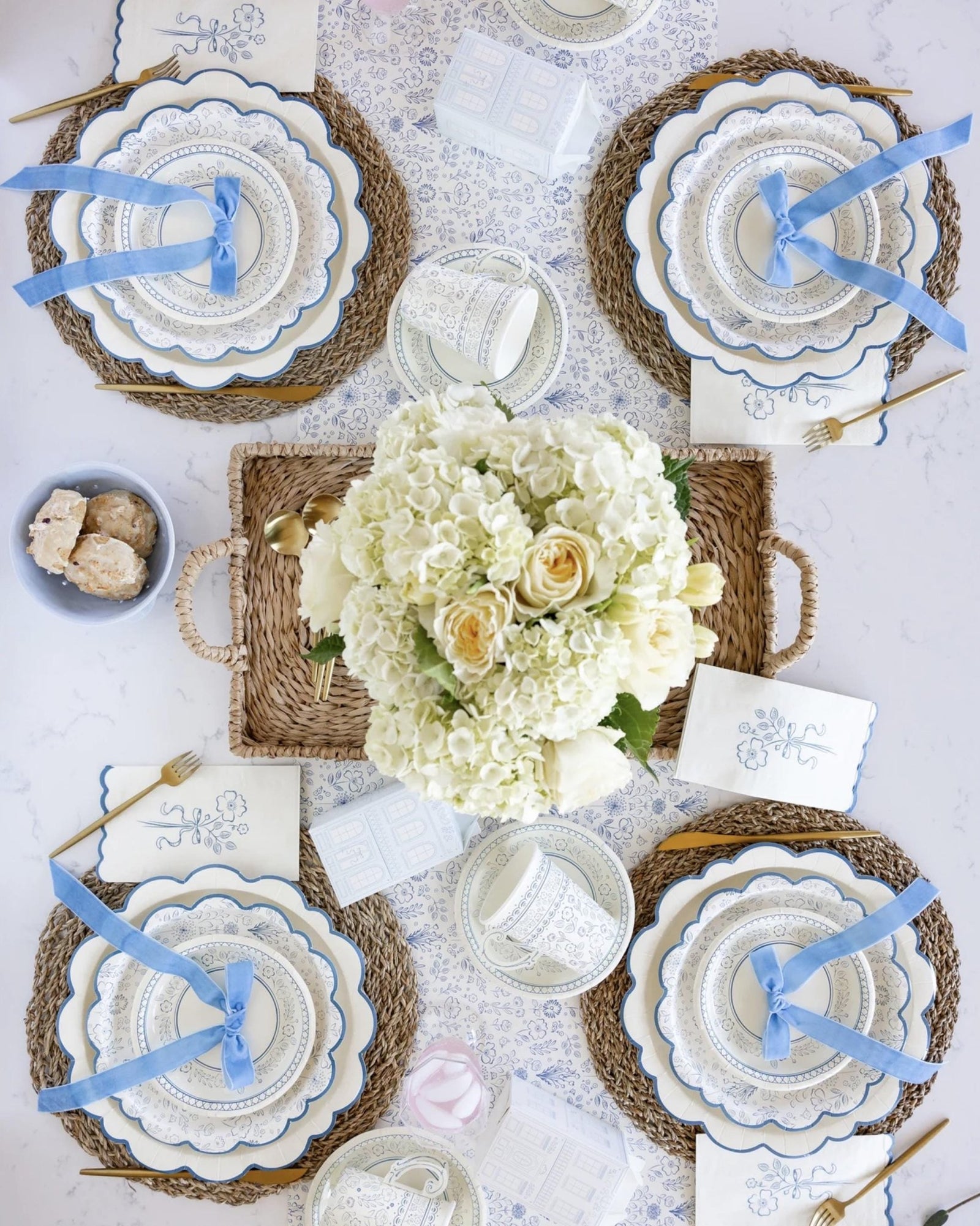 Blue Floral Table Runner - Stesha Party