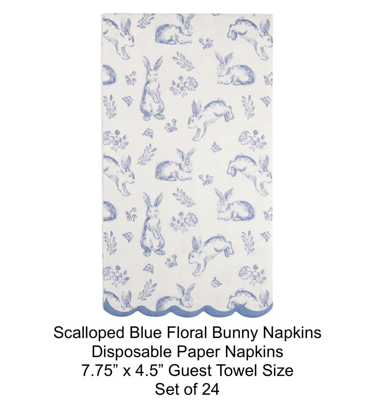 Blue Floral Toile Bunny Napkins 24ct - Stesha Party