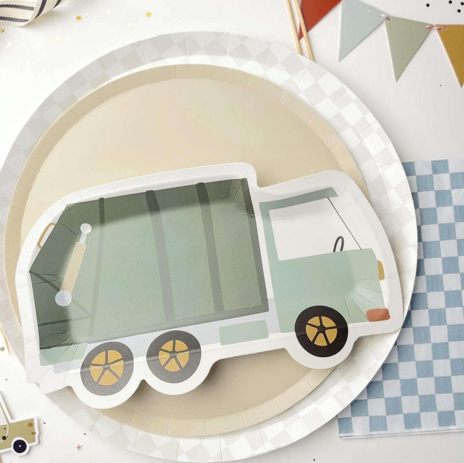 Blue Gingham Paper Napkins 16ct - Stesha Party