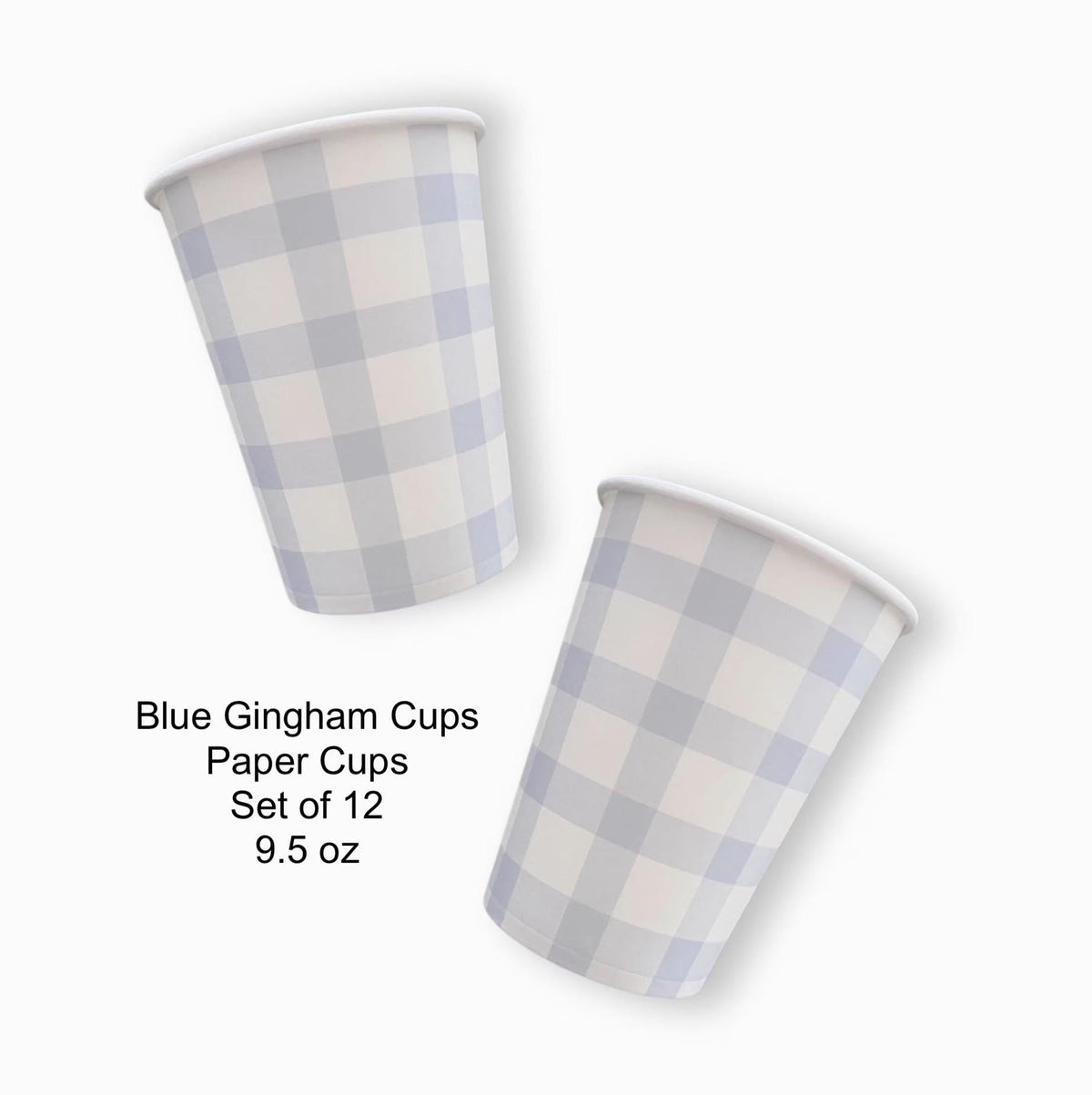 Blue Gingham Party Cups 12ct - Stesha Party