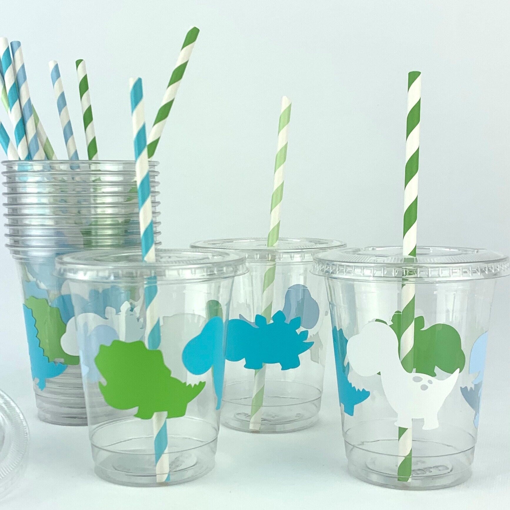 Blue & Green Dinosaur Party Cups 12ct - Stesha Party