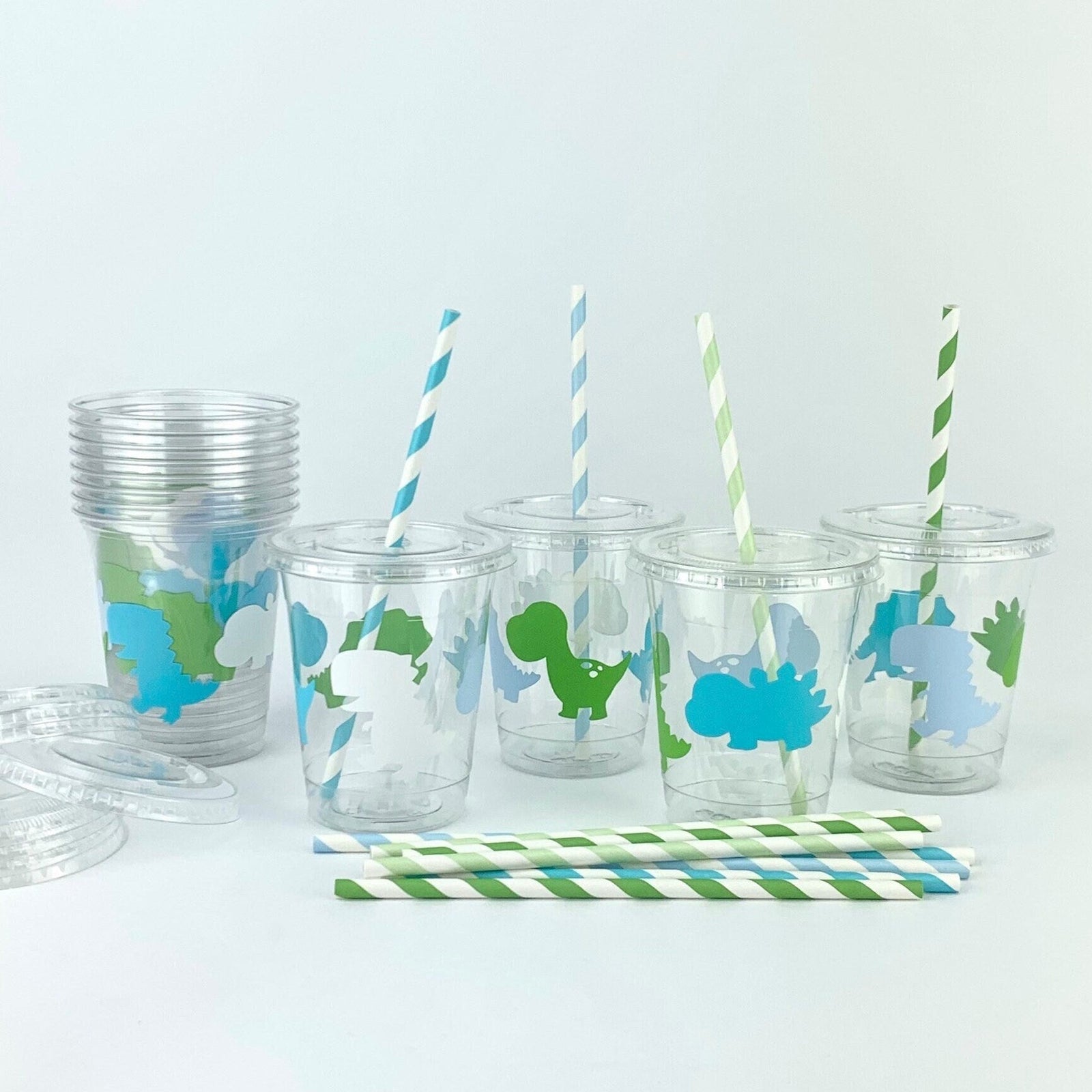 Blue & Green Dinosaur Party Cups 12ct - Stesha Party