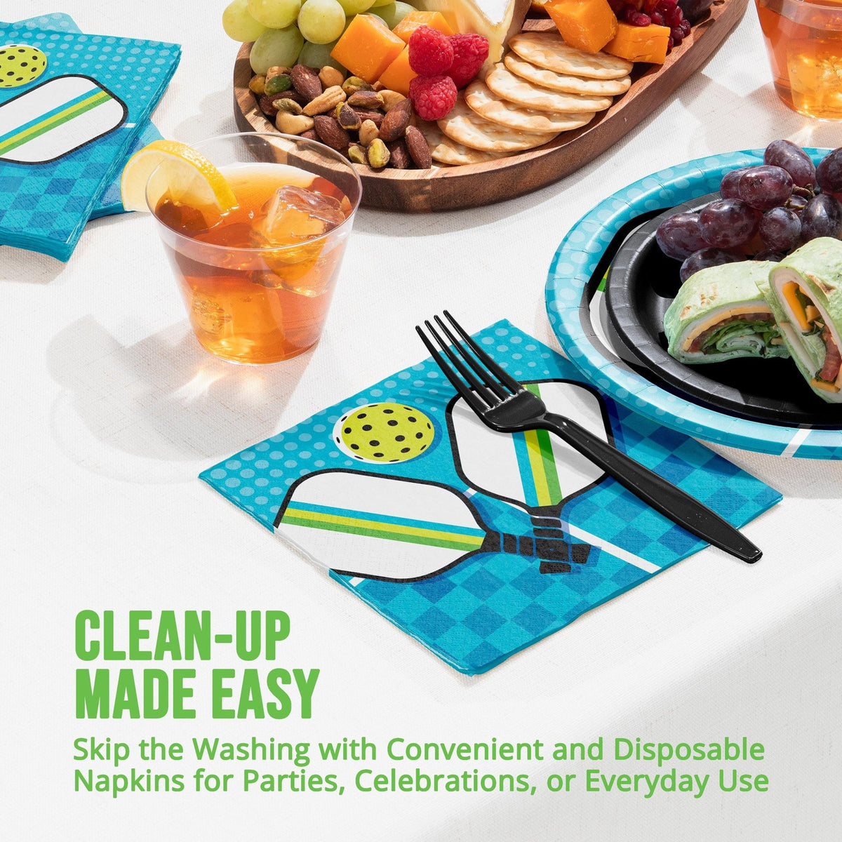 Blue & Green Pickleball Napkins 16ct - Stesha Party