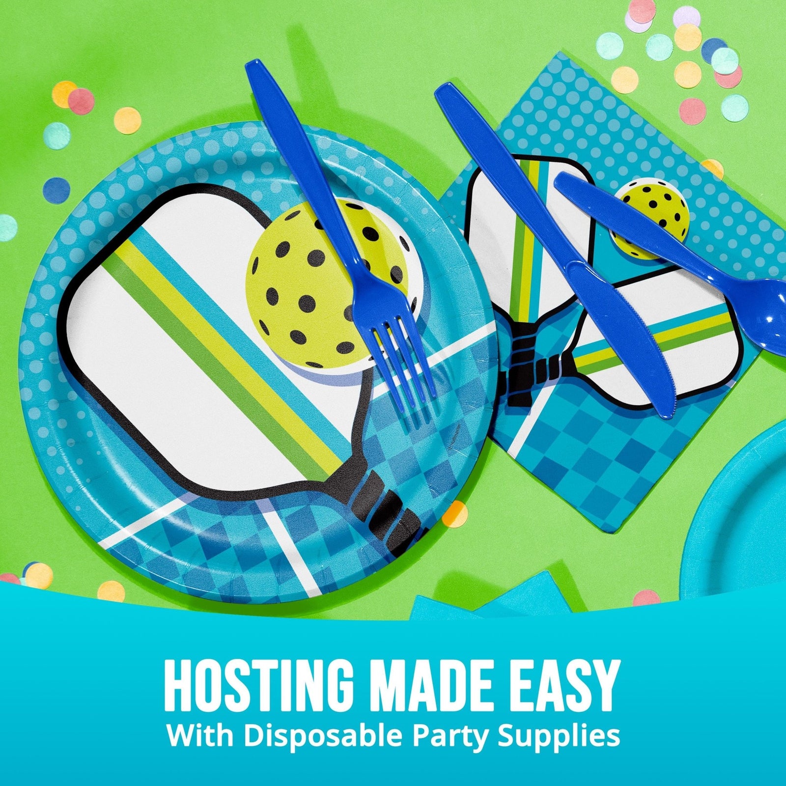 Blue & Green Pickleball Napkins 16ct - Stesha Party