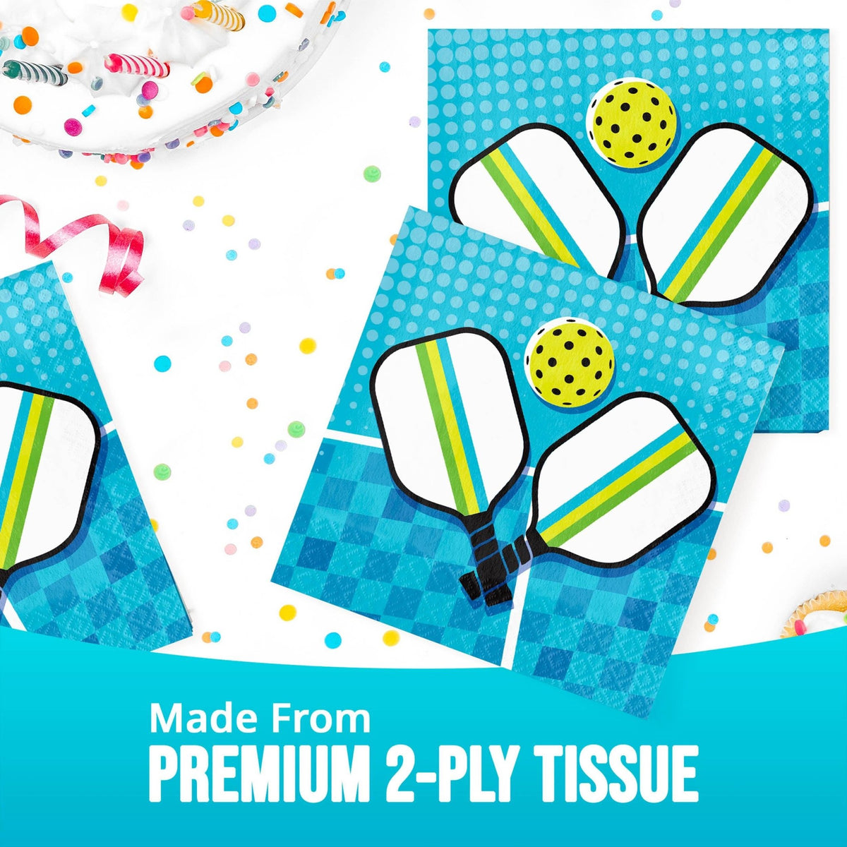 Blue & Green Pickleball Napkins 16ct - Stesha Party