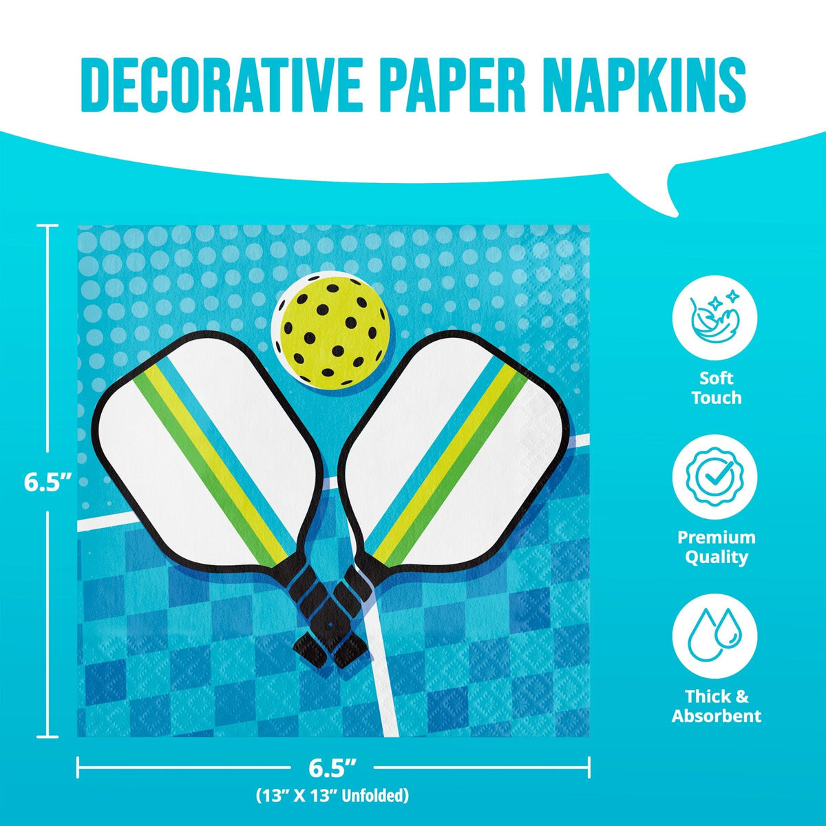 Blue & Green Pickleball Napkins 16ct - Stesha Party