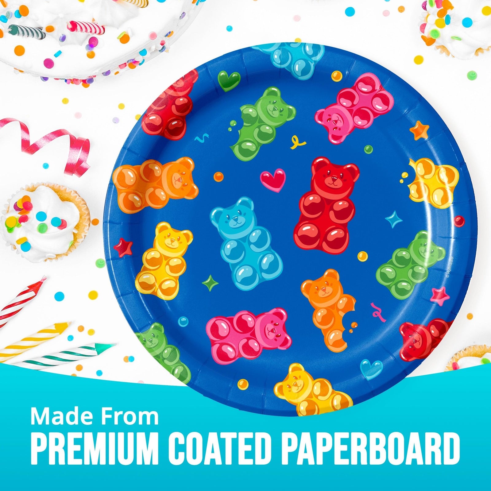 Blue Gummy Bear Plates 8ct - Stesha Party