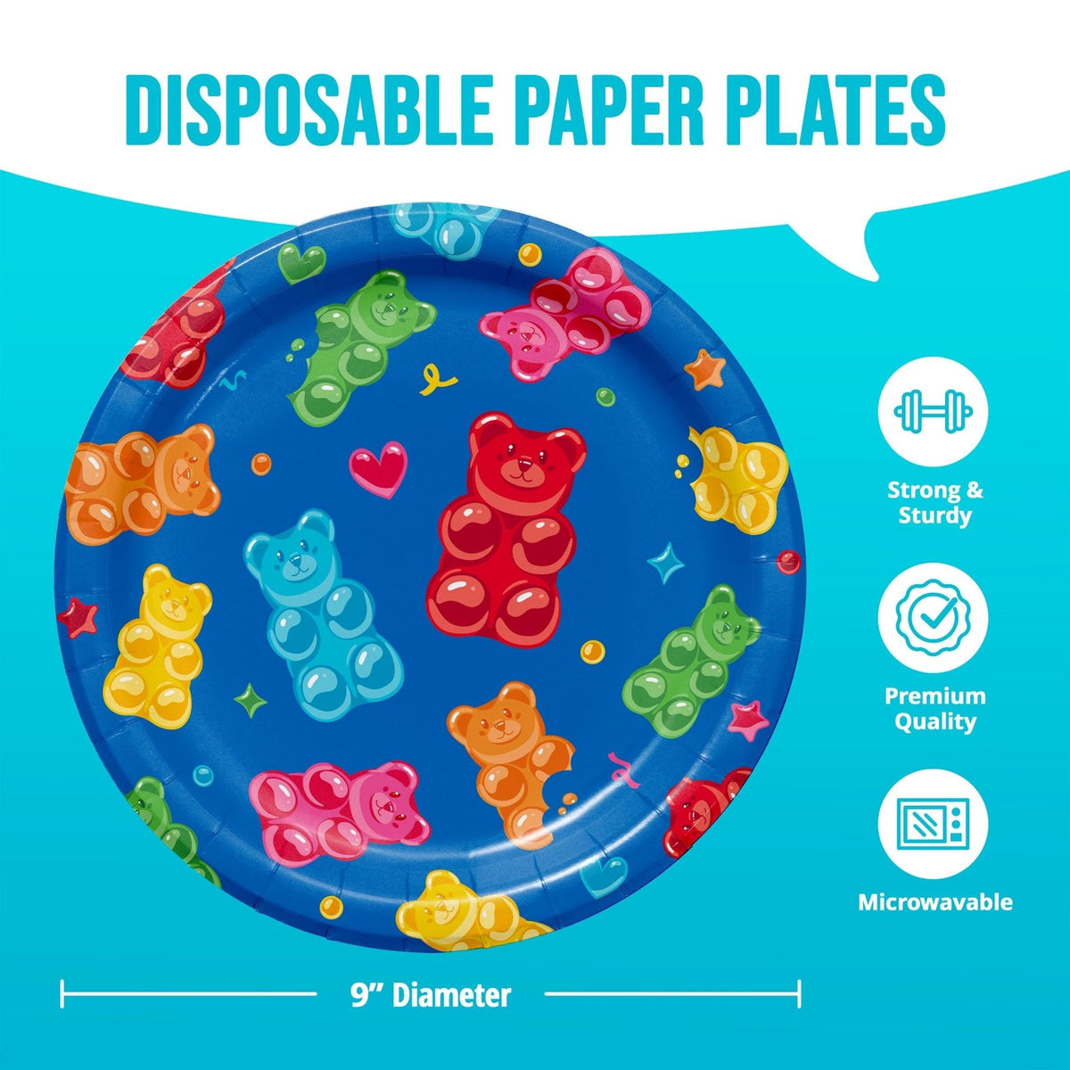 Blue Gummy Bear Plates 8ct - Stesha Party