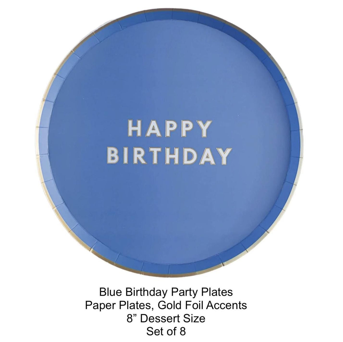 Blue Happy Birthday Dessert Plates 8ct - Stesha Party
