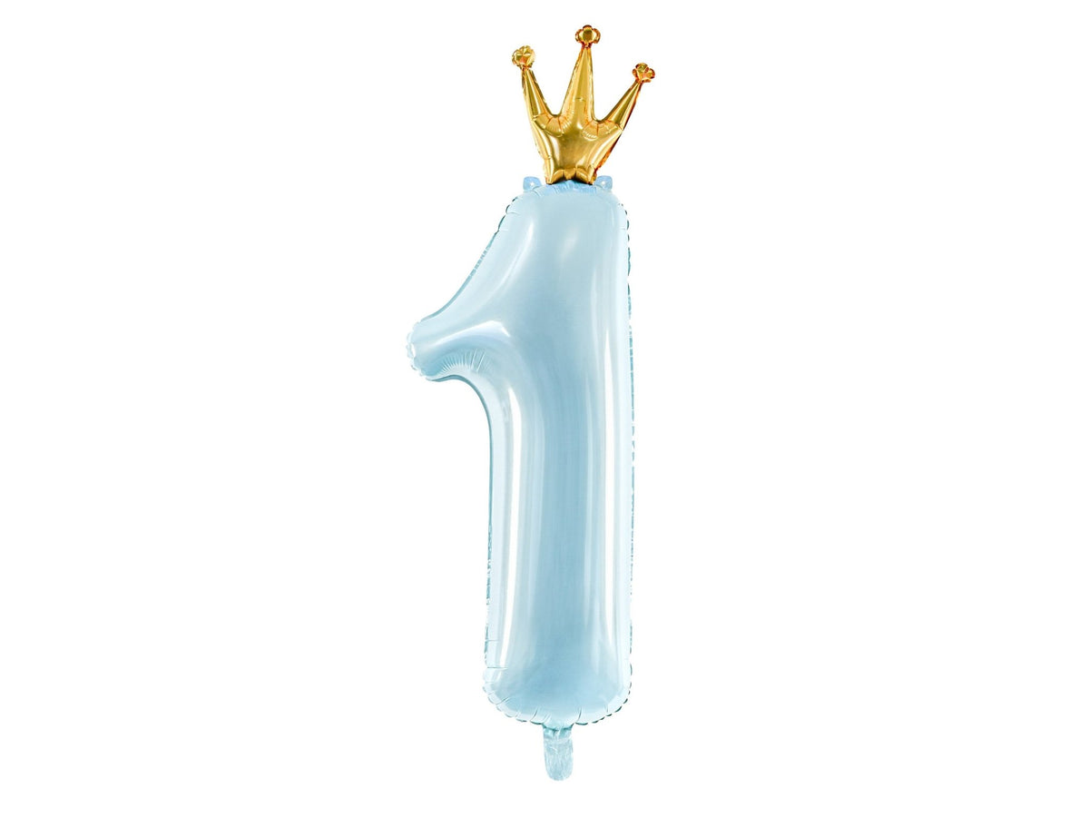 Blue Number One Crown Balloon - Stesha Party