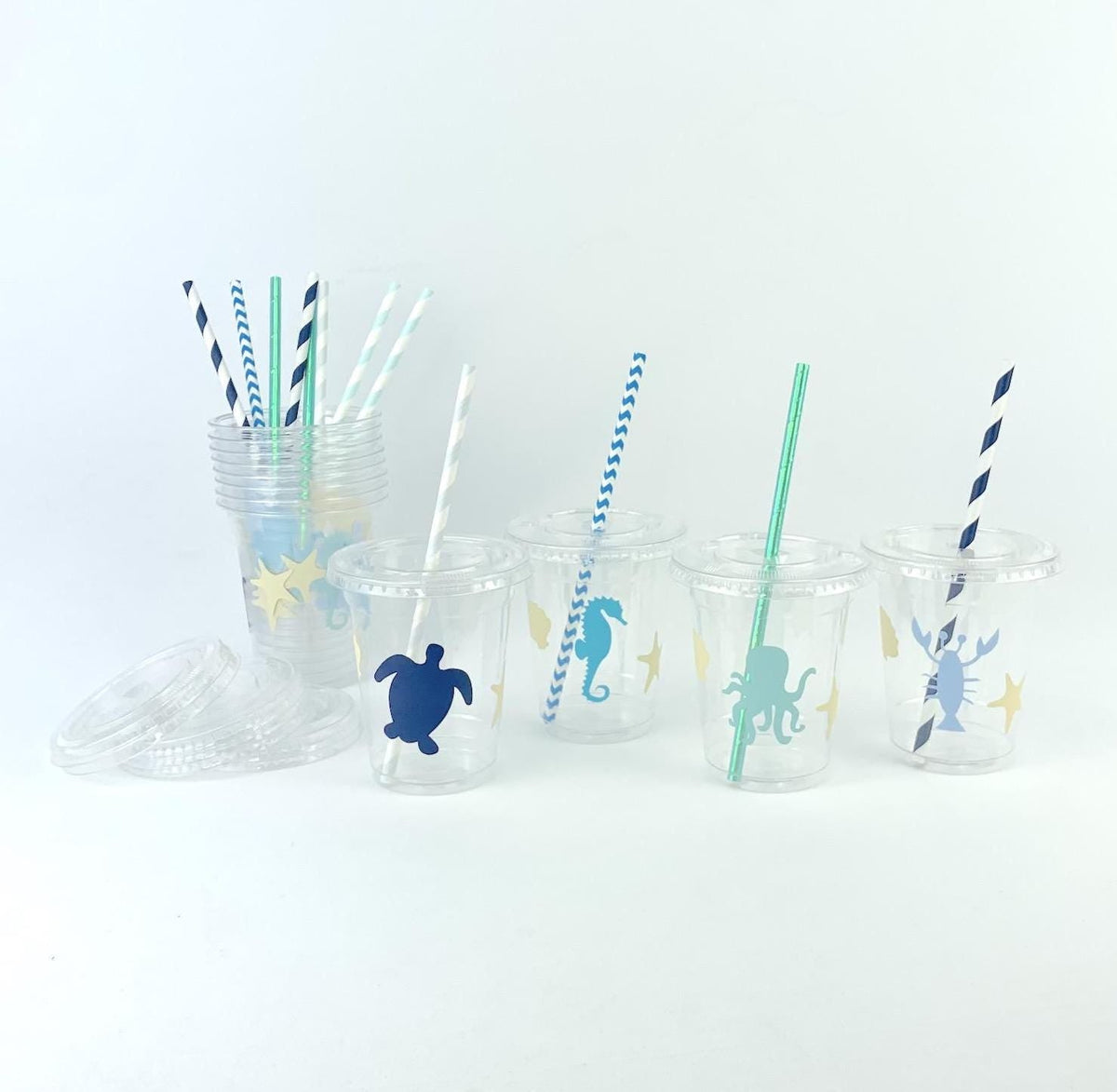 Blue Ocean Sea Animal Cups 12ct - Stesha Party