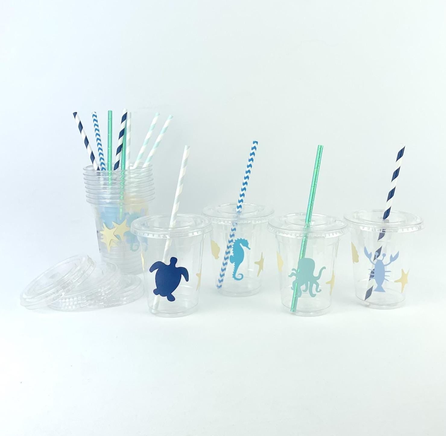 Blue Ocean Sea Animal Cups 12ct - Stesha Party