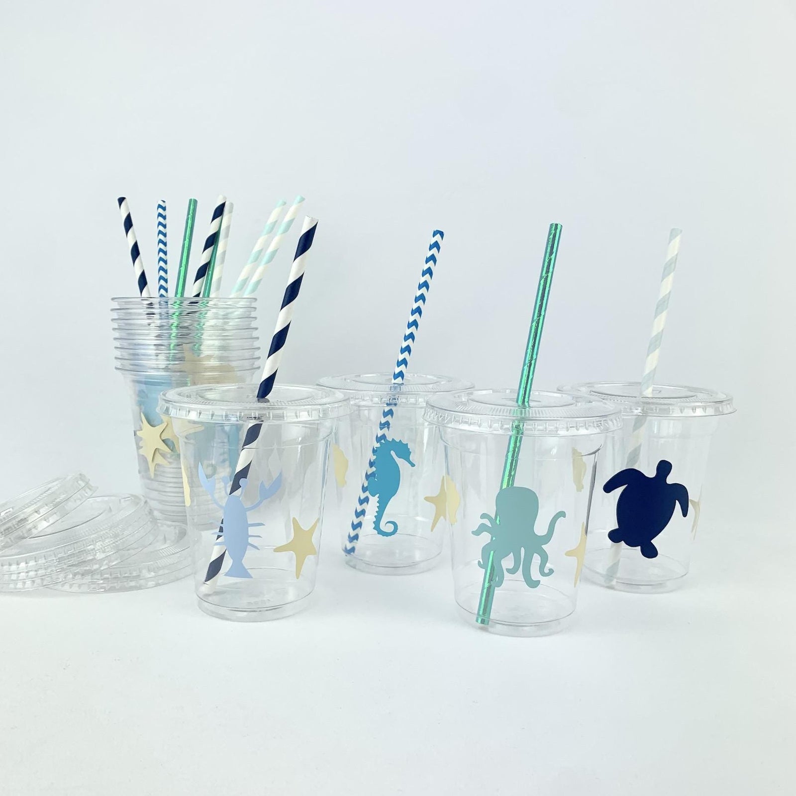 Blue Ocean Sea Animal Cups 12ct - Stesha Party