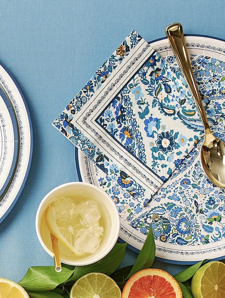 Blue Paisley Napkins - Stesha Party