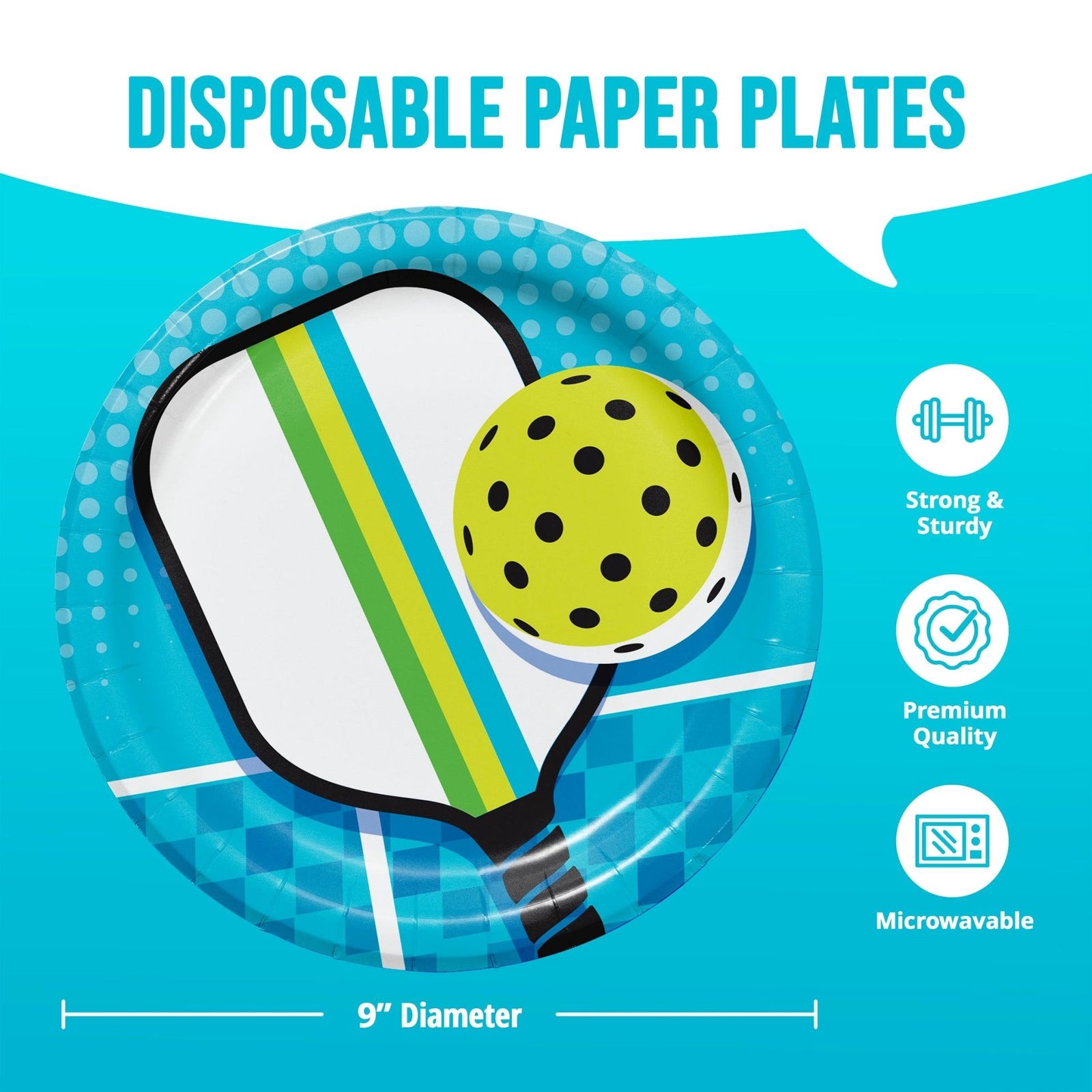 Blue Pickleball Party Plates 8ct - Stesha Party