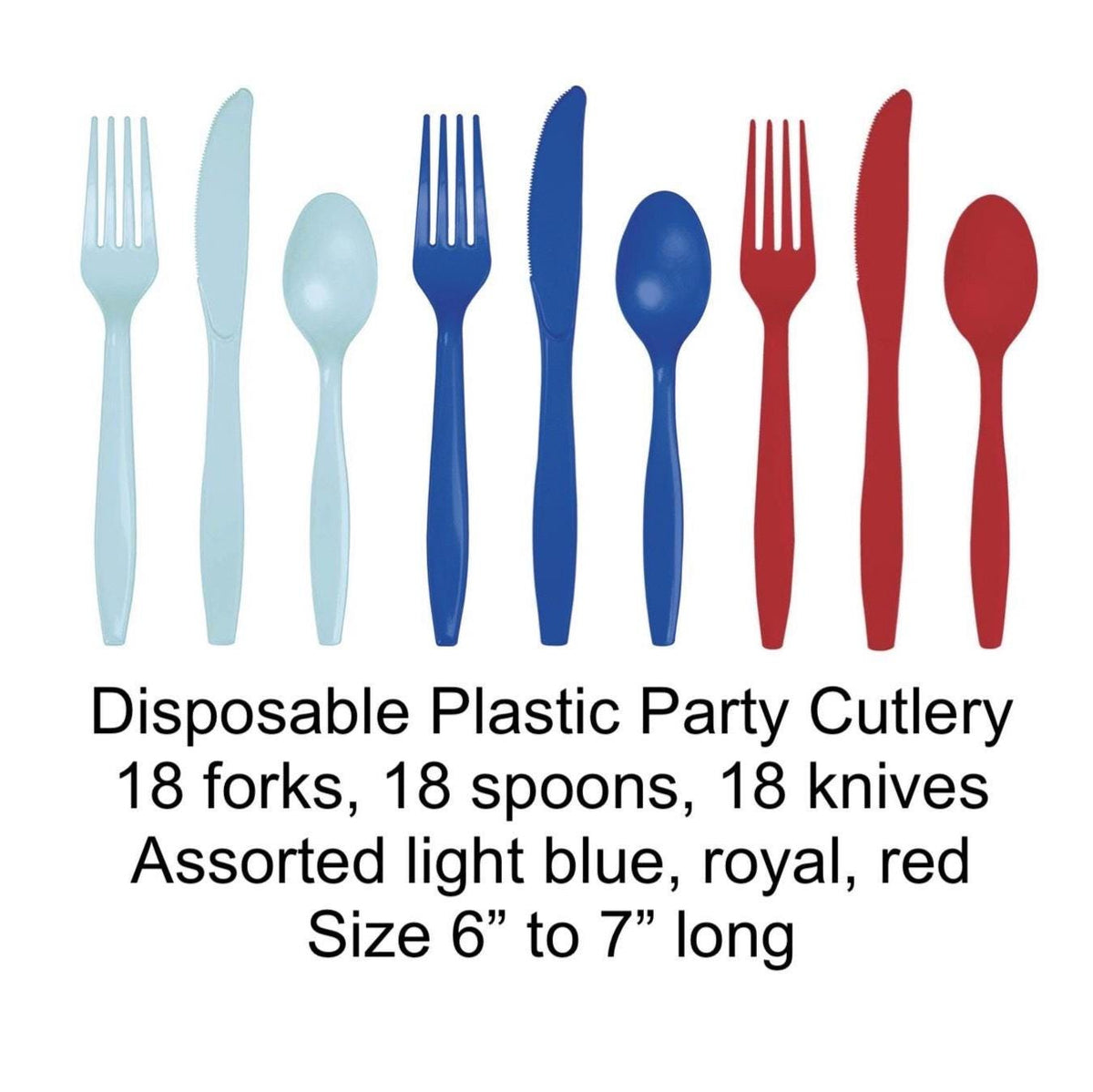 Blue & Red Plastic Cutlery 18 Guests - Stesha Party